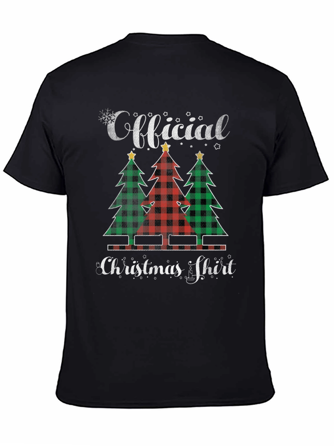 Black Official Christmas Shirt Plaid Tree Tee view 4