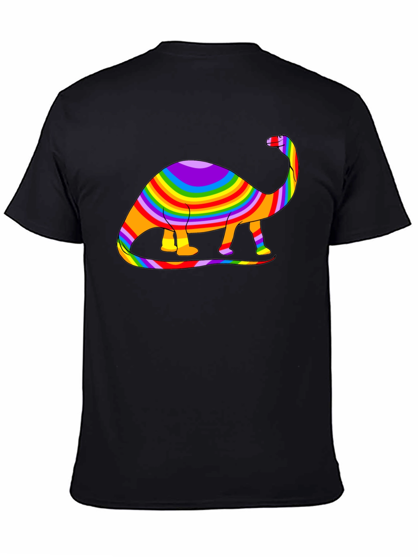 Black Rainbow Dinosaur Graphic Tee - Black Cotton Blend view 4