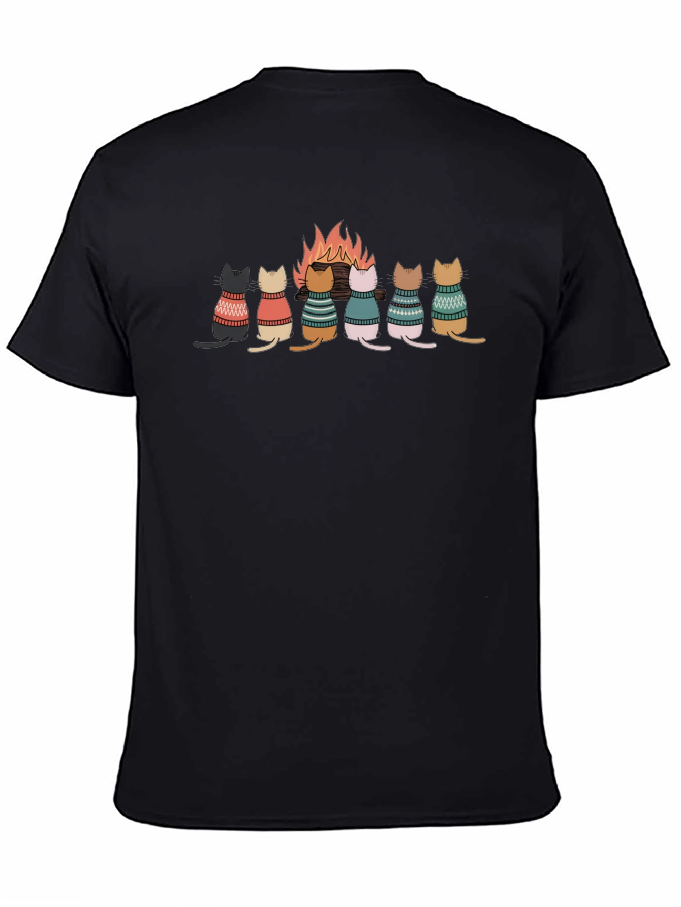 Black Cats Around Campfire T-Shirt view 4
