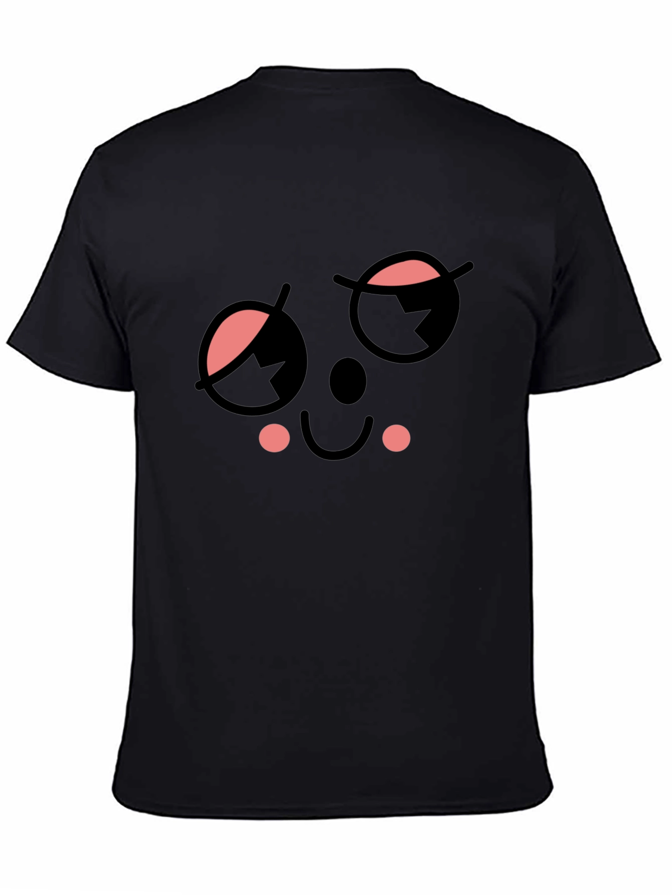 Black Whimsical Wink Face Black Tee view 4