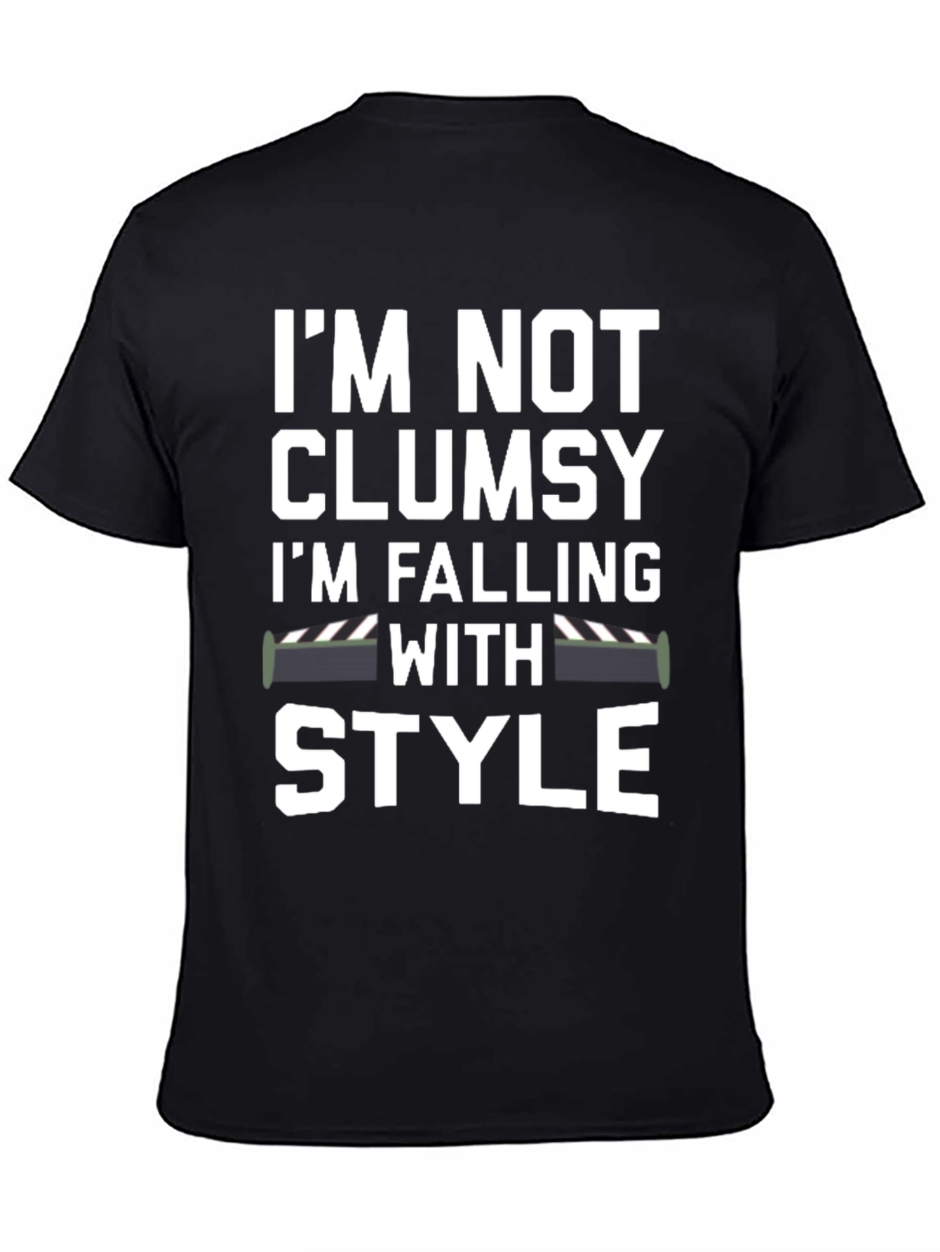 Black Funny "Falling With Style" Graphic T-Shirt view 4
