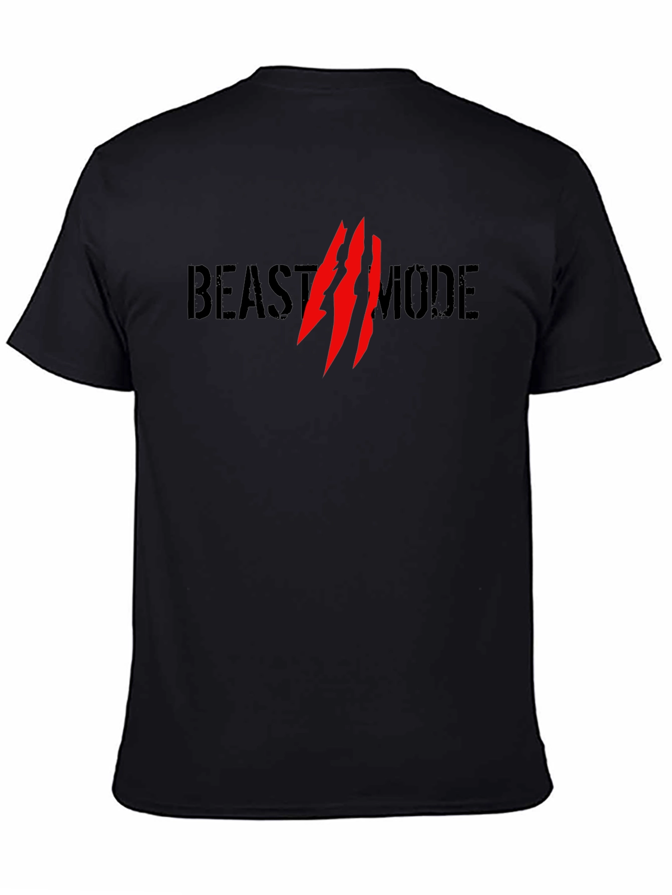 Black Beast Mode Graphic Print Men's Black T-Shirt view 4