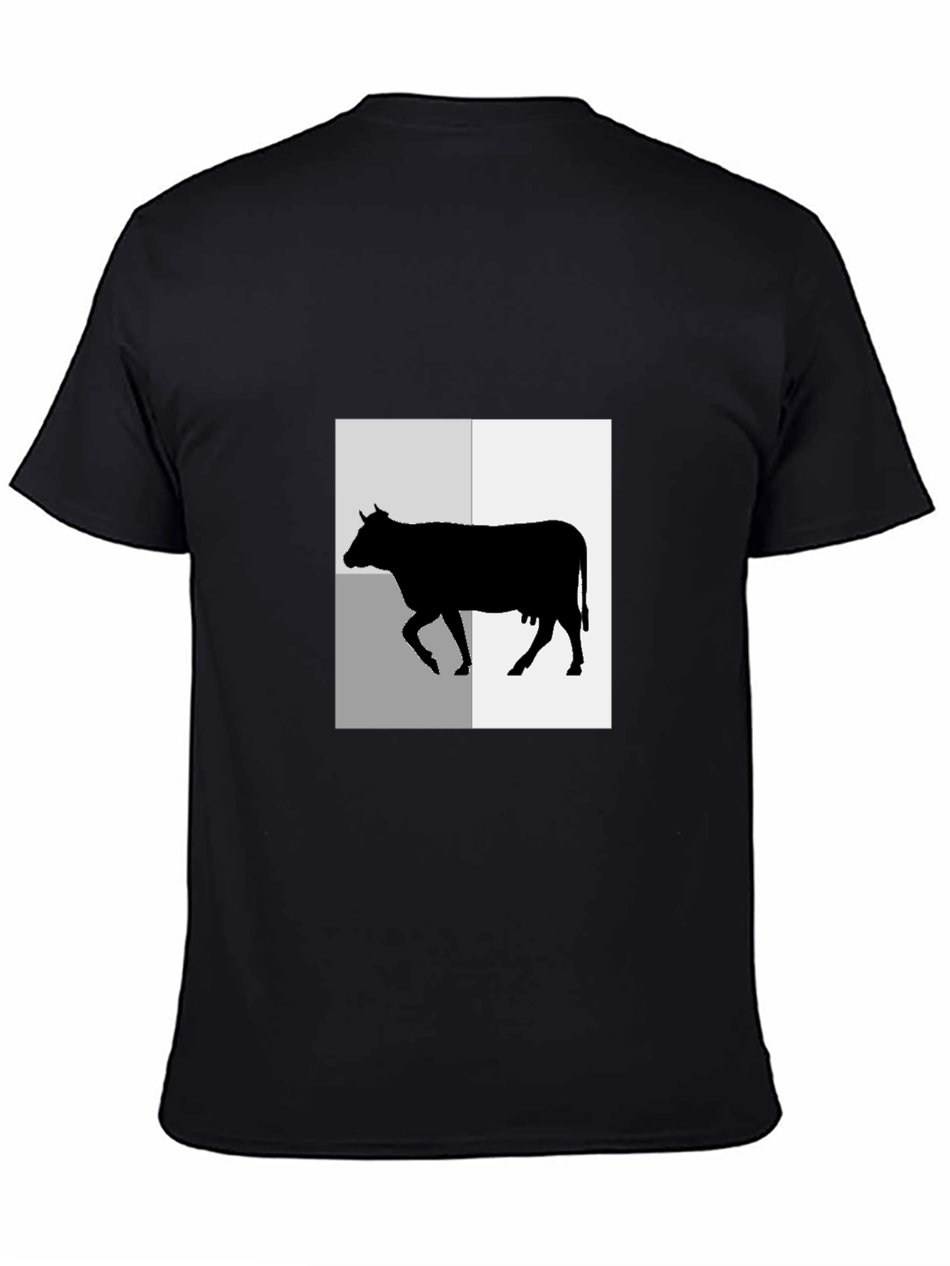 Black Black T-Shirt with Cow Graphic Tee view 4