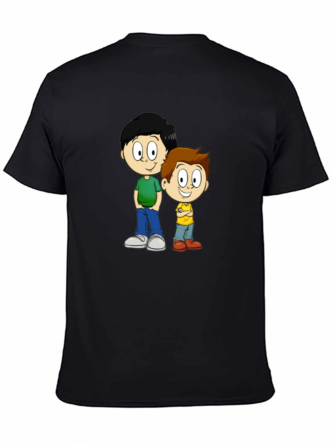 Cartoon Brothers Graphic Tee - Black Cotton Blend - 4