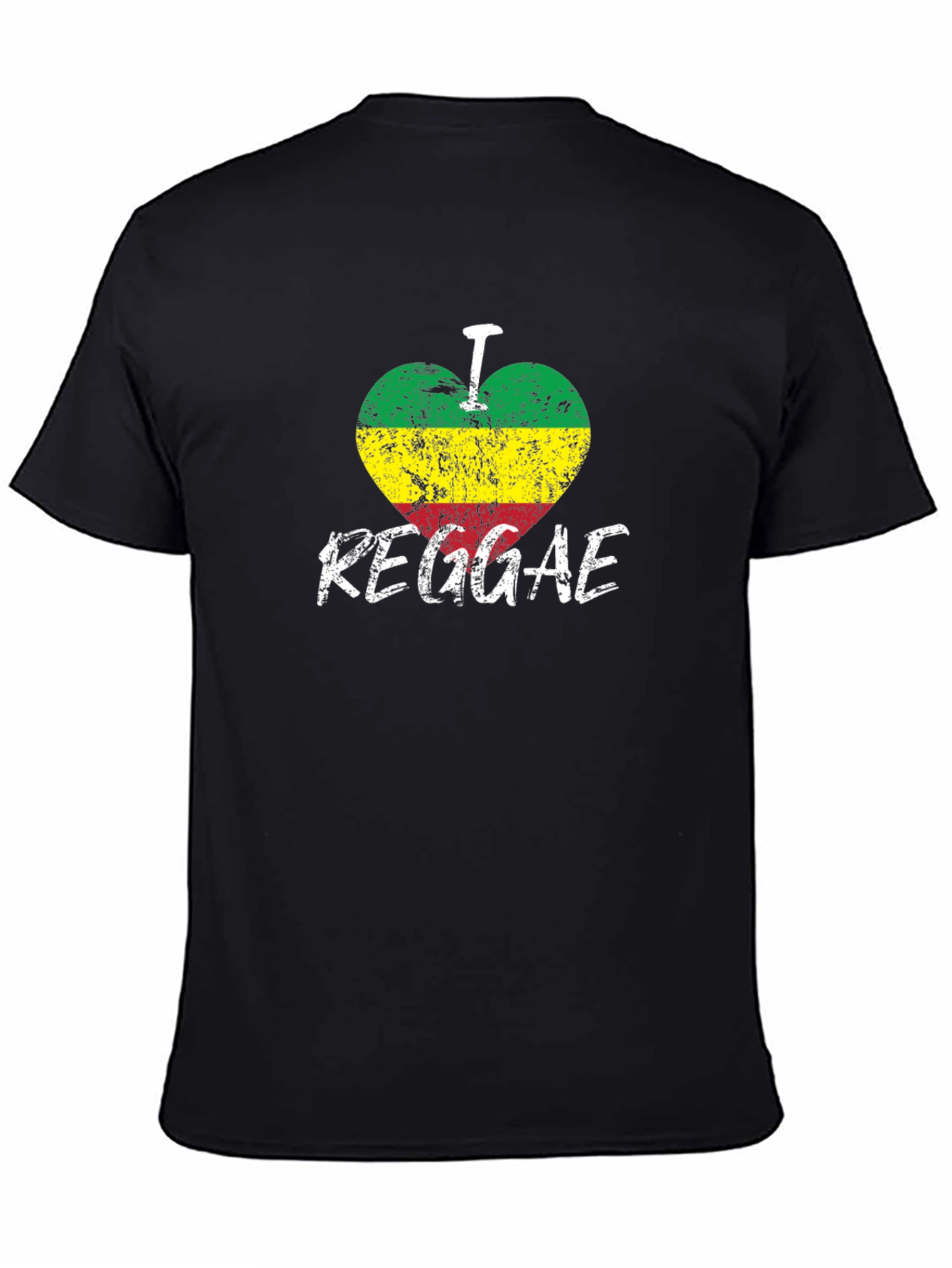 Black I Love Reggae Black T-Shirt - Rastafarian Colors view 4