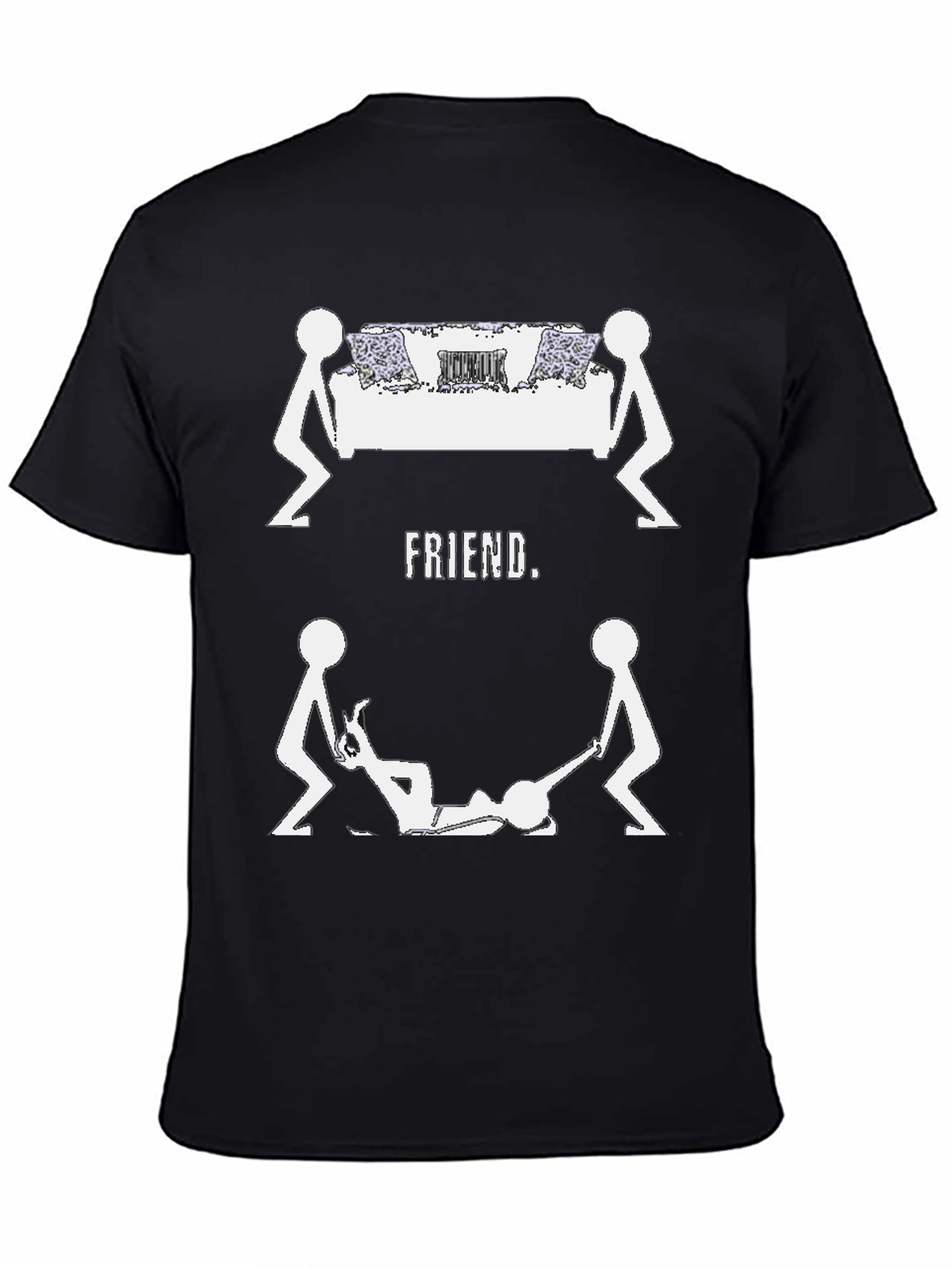 Black Funny FRIEND. Graphic Tee - Black Cotton view 4