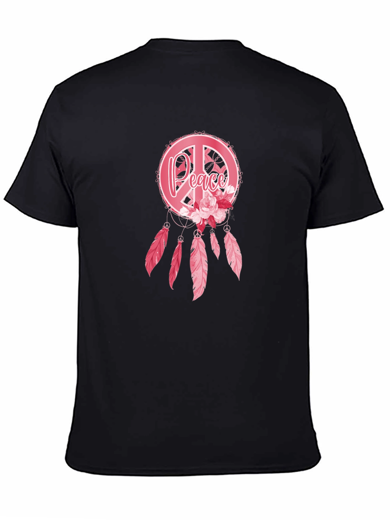 Black Peace Dreamcatcher Graphic T-Shirt - Black view 4