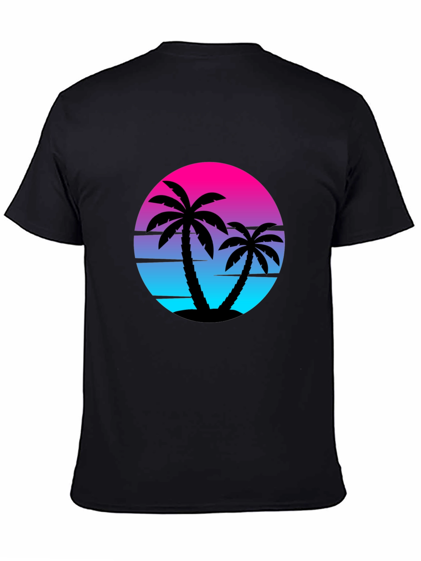 Black Retro Sunset Palm Tree Graphic Tee - Black view 4