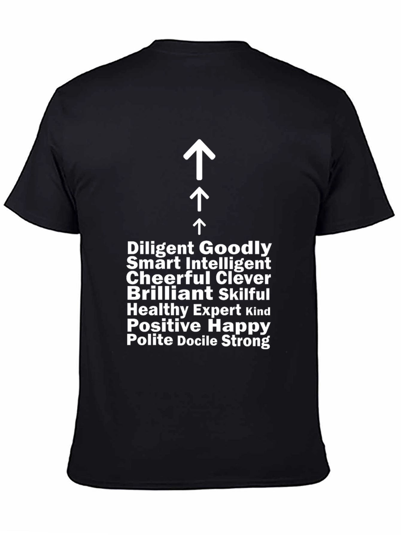 Black Motivational Word List T-Shirt view 4