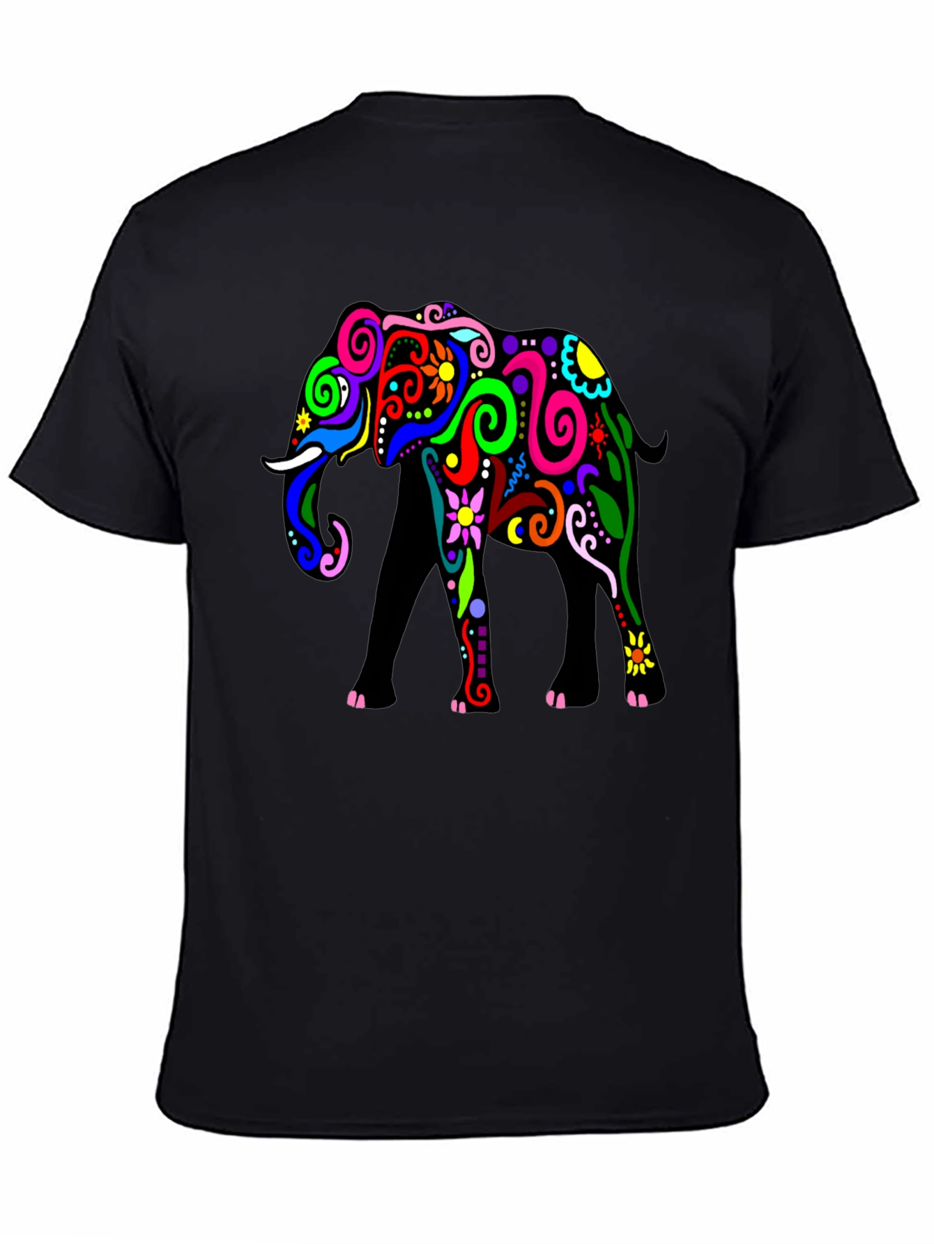 Black Elephant Graphic Tee - Black Cotton T-Shirt view 4