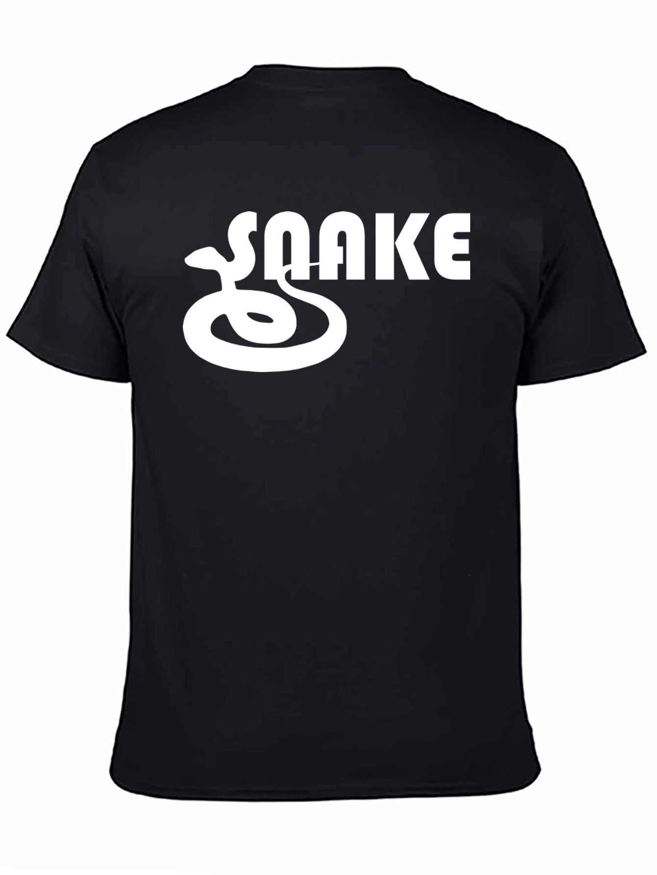 Black Cool SNAKE Graphic Tee - Black Crew Neck Short Sleeve T-Shirt view 4
