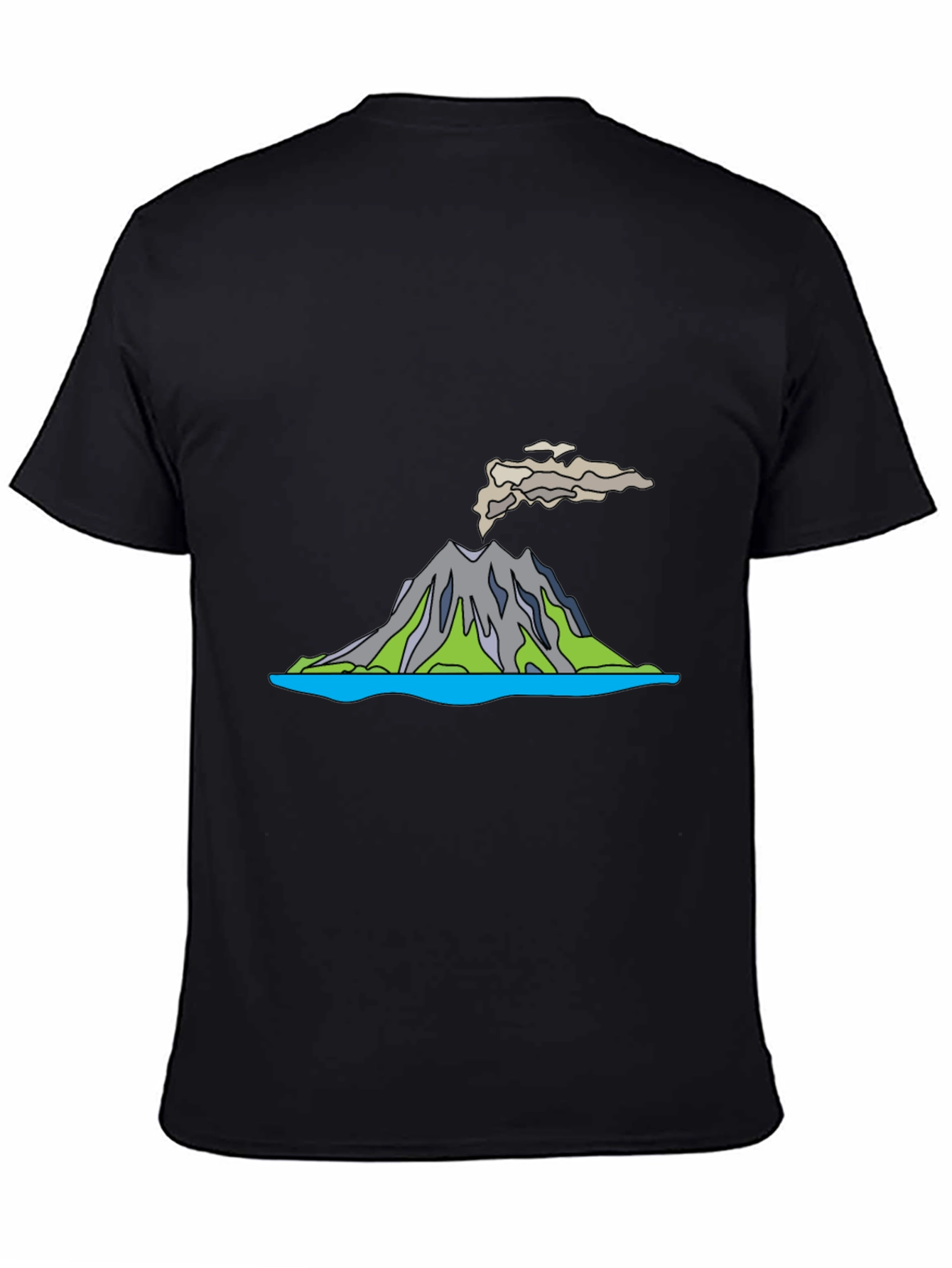 Black Volcano T-Shirt - Black Crew Neck view 4