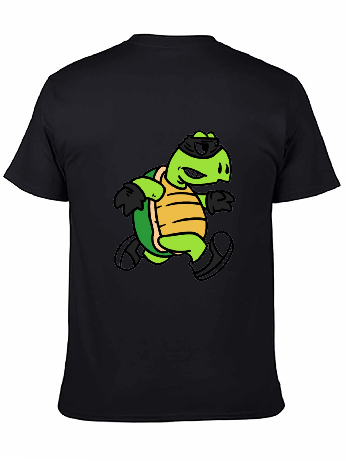 Black Cool Turtle Graphic Tee - Black Cotton T-Shirt view 4