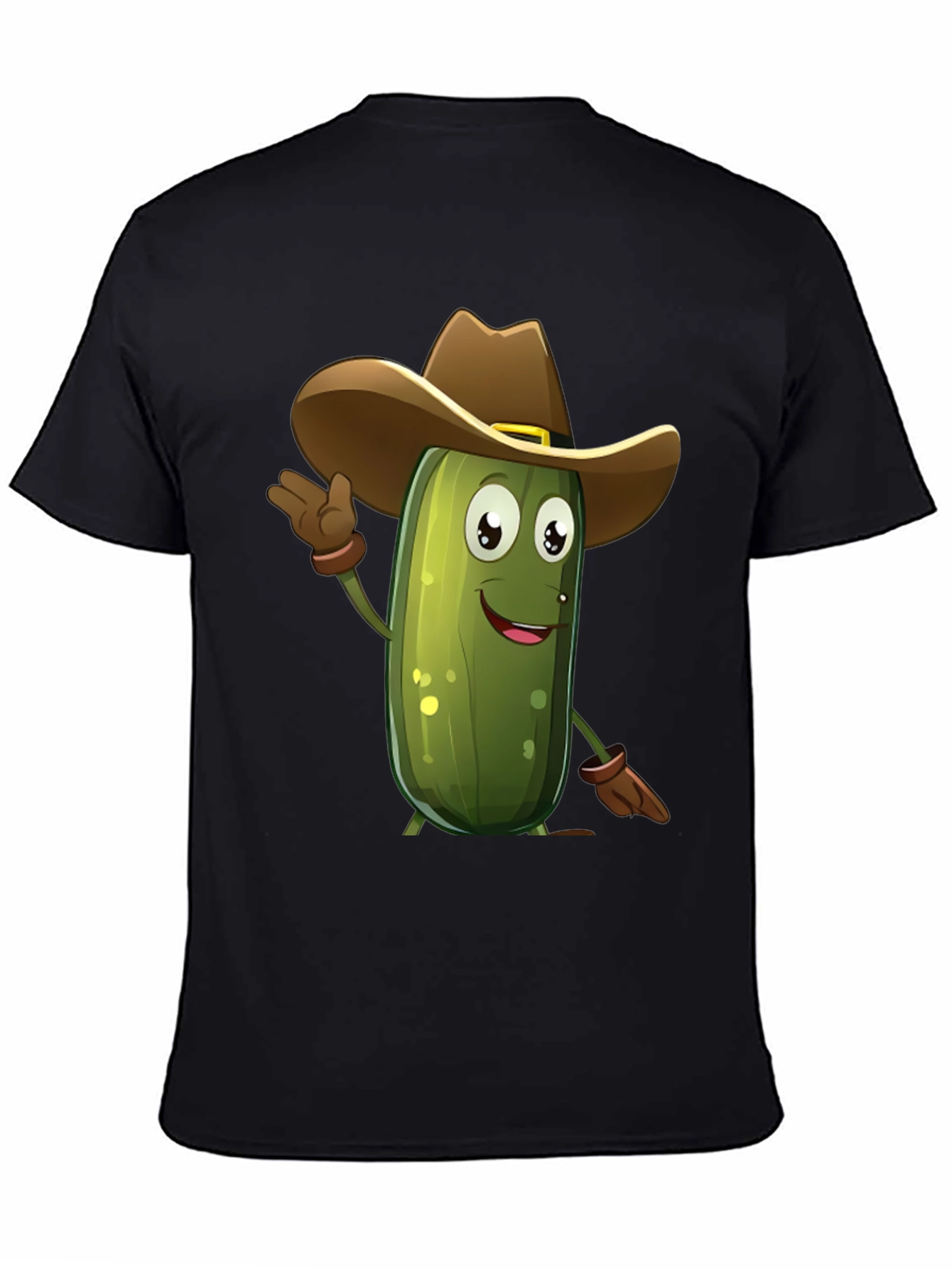 Black Pickle Cowboy T-Shirt - Funny Cartoon Tee view 4