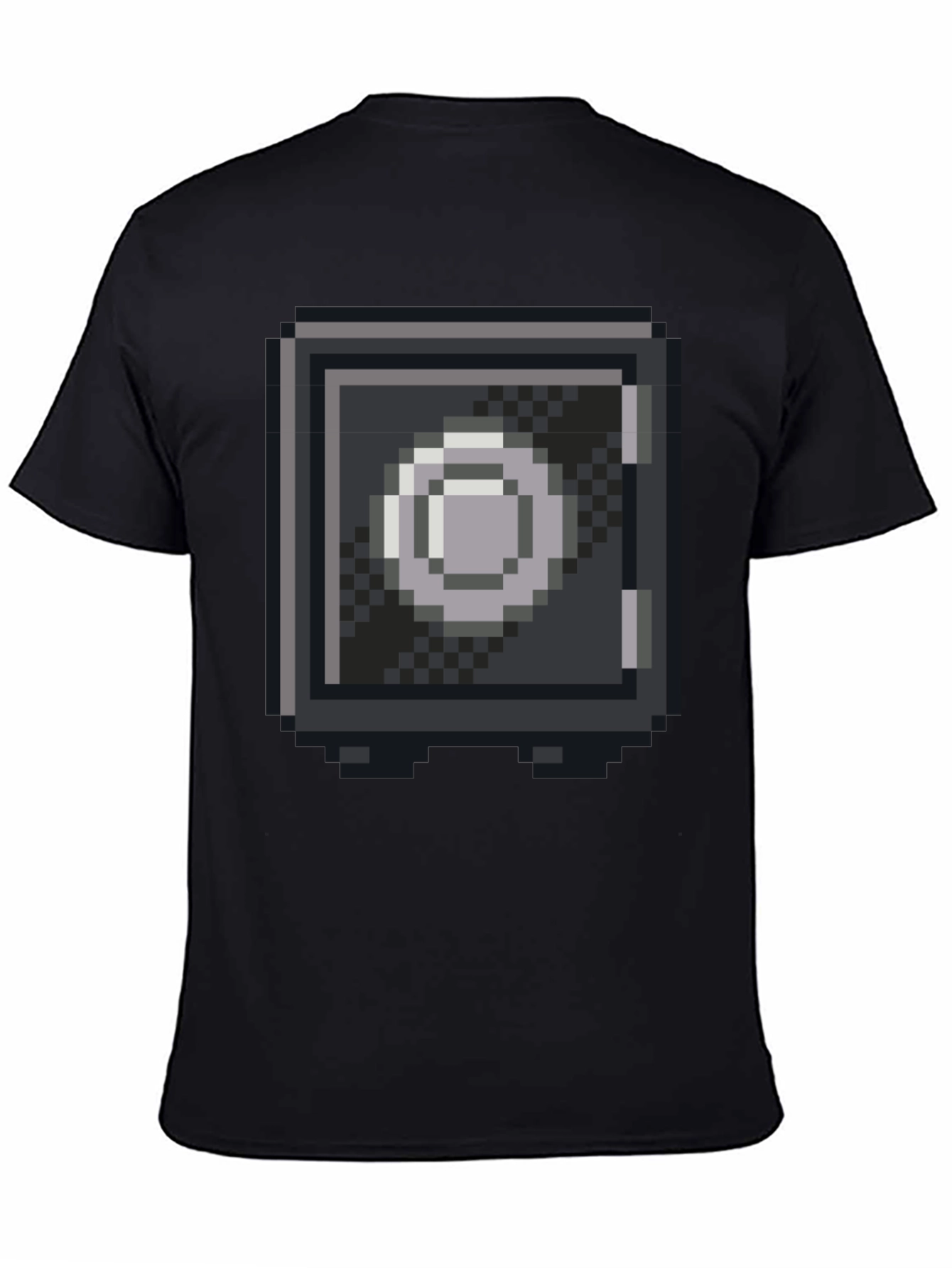Black Pixelated Safe Graphic Tee - Black Cotton Blend Casual Shirt view 4