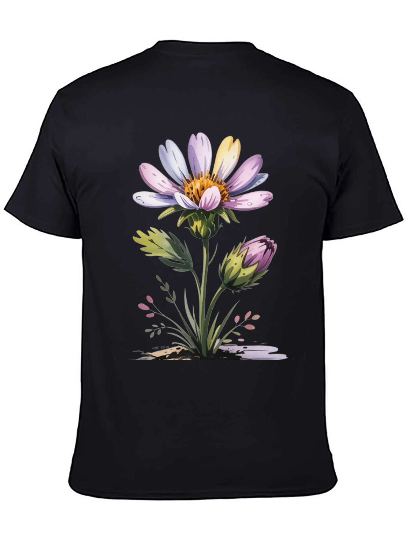 Black Floral Graphic Tee - Artistic Flower Design view 4