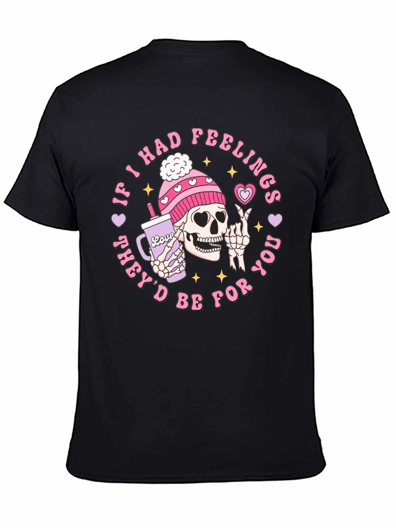 Black Funny Skeleton Valentine's Day Graphic T-Shirt view 4