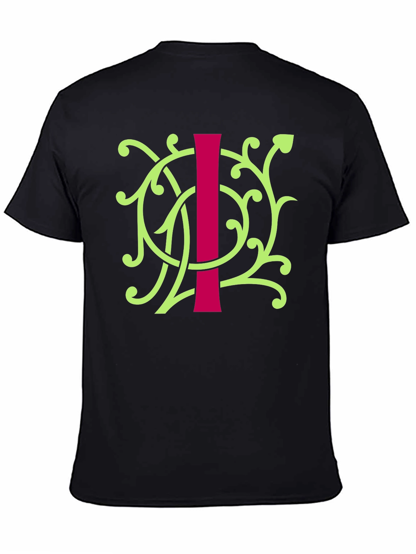 Black Floral Initial 'I' Graphic Tee - Unique Design view 4