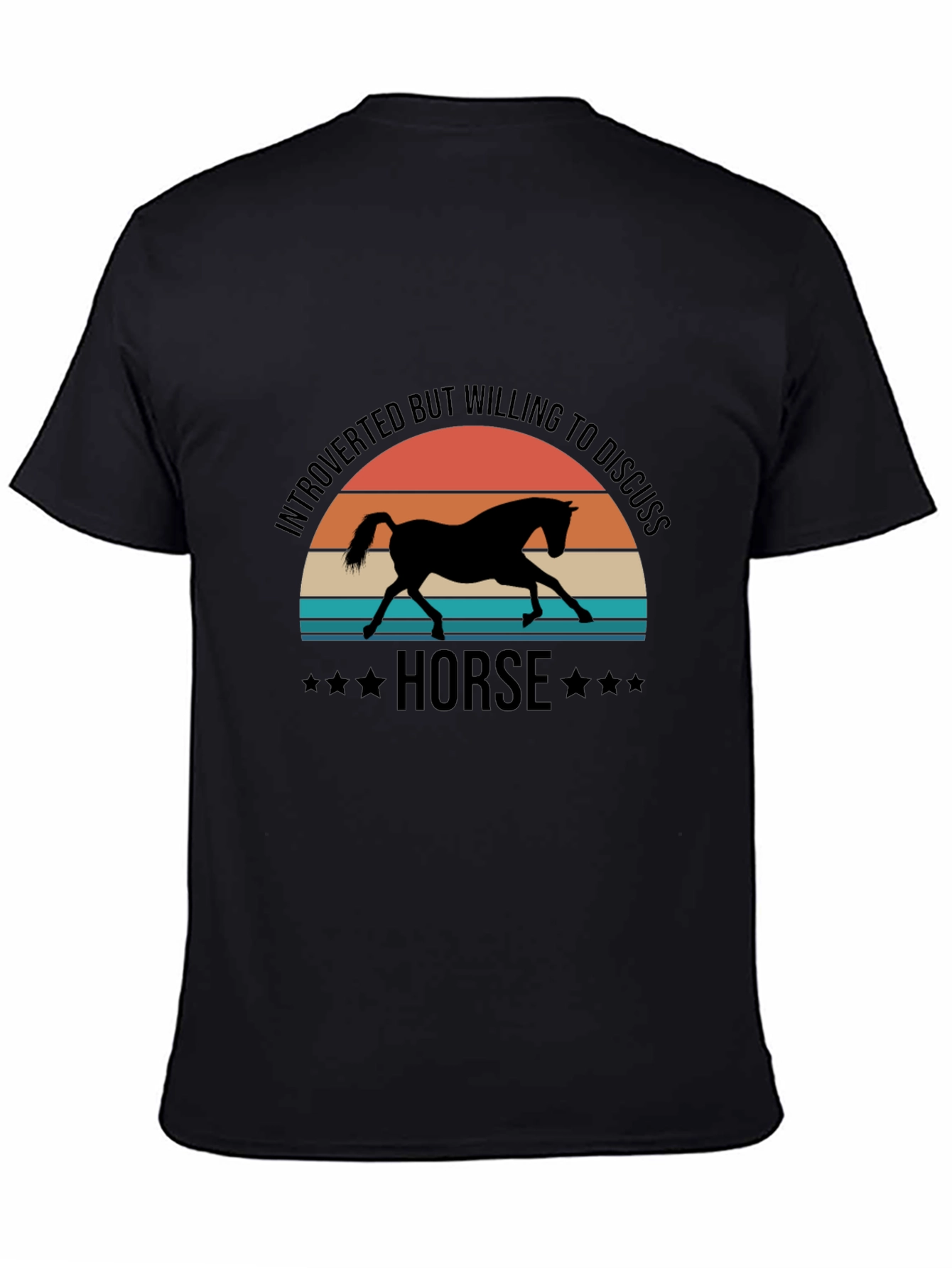 Black Introverted Horse Lover T-Shirt view 4