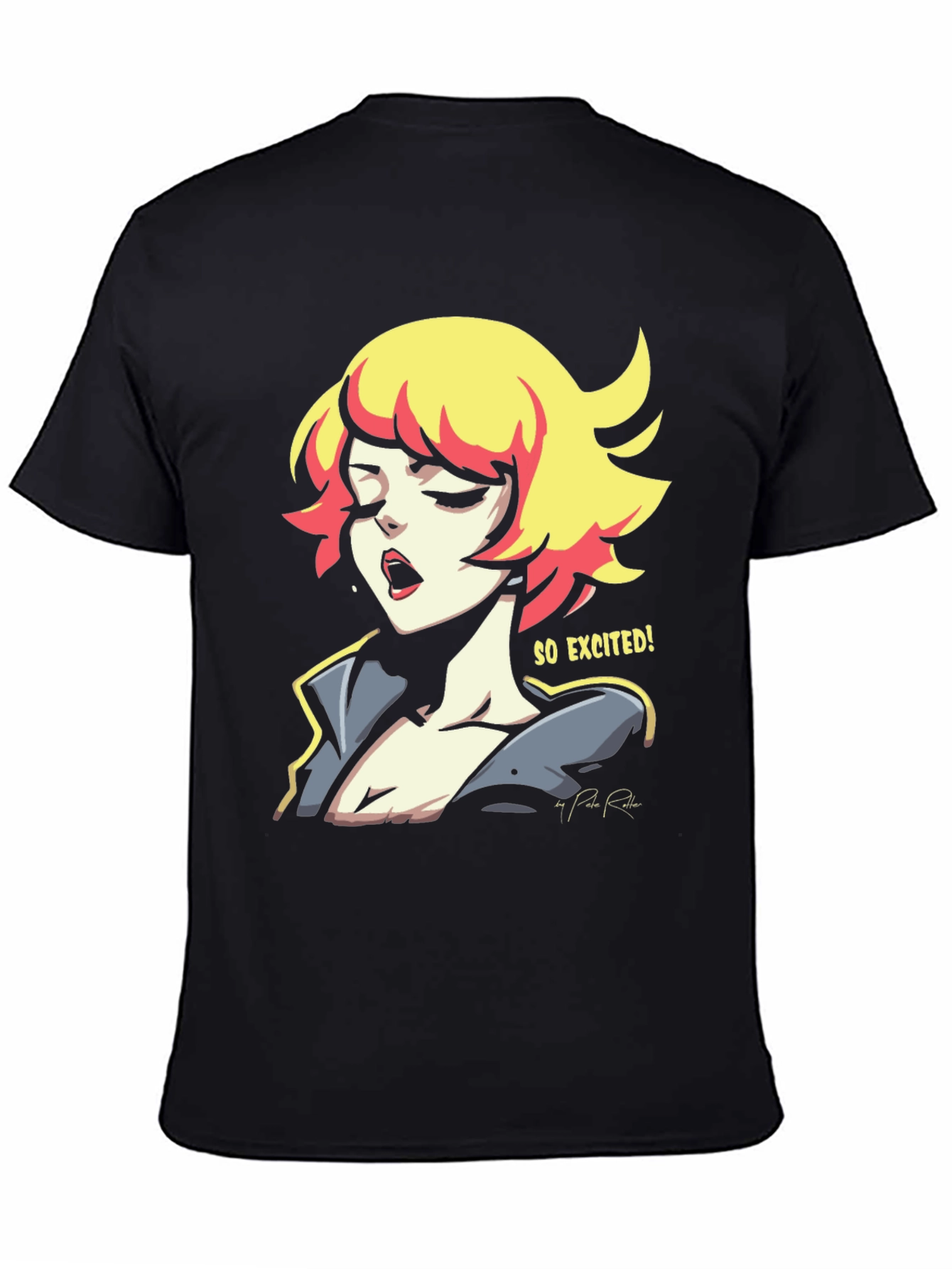 Black So Excited! Graphic Print Black T-Shirt view 4