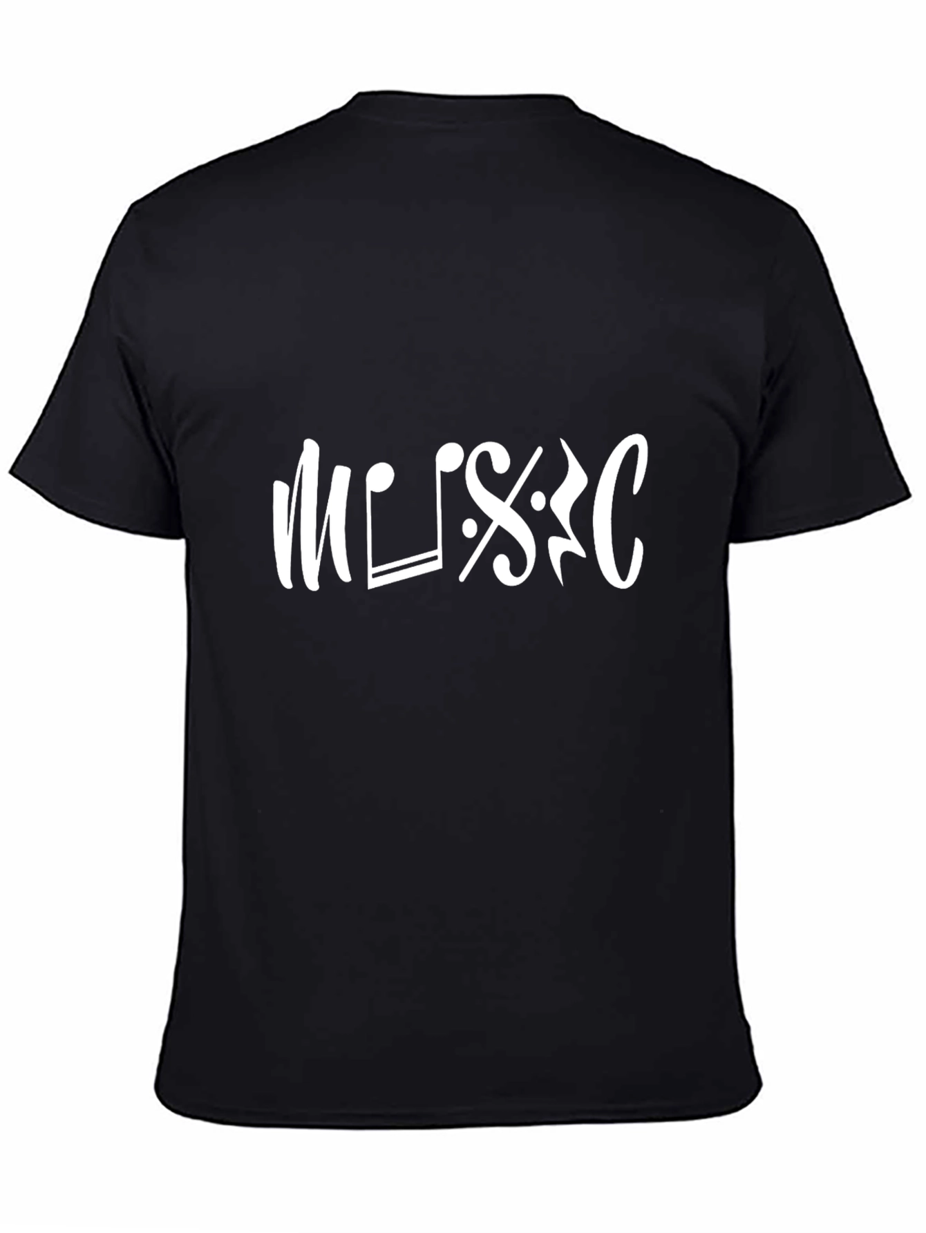 Black Music Note Graphic Tee - Stylish Black T-Shirt view 4
