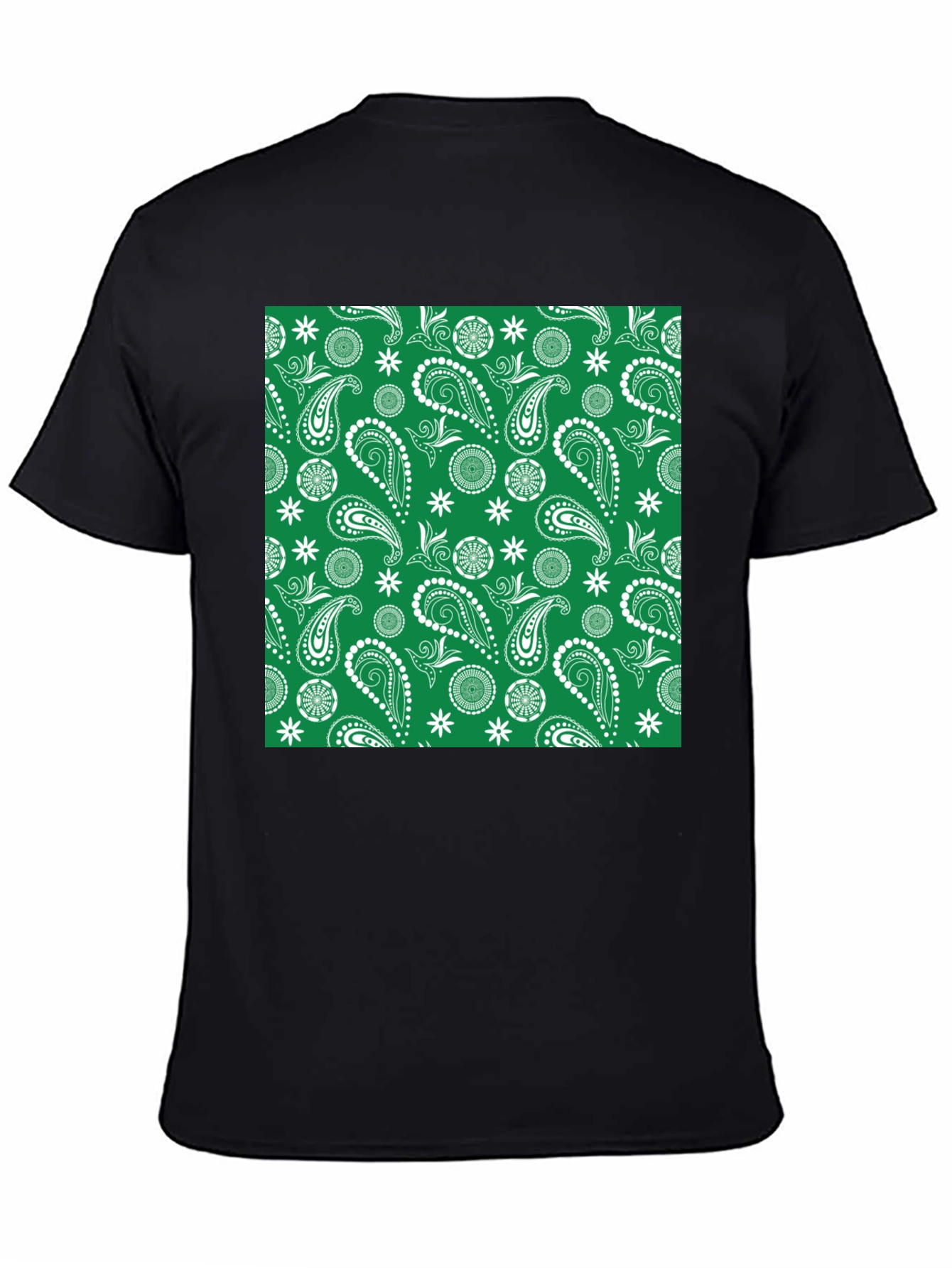 Black Green Paisley Pattern Tee - Casual Comfort view 4