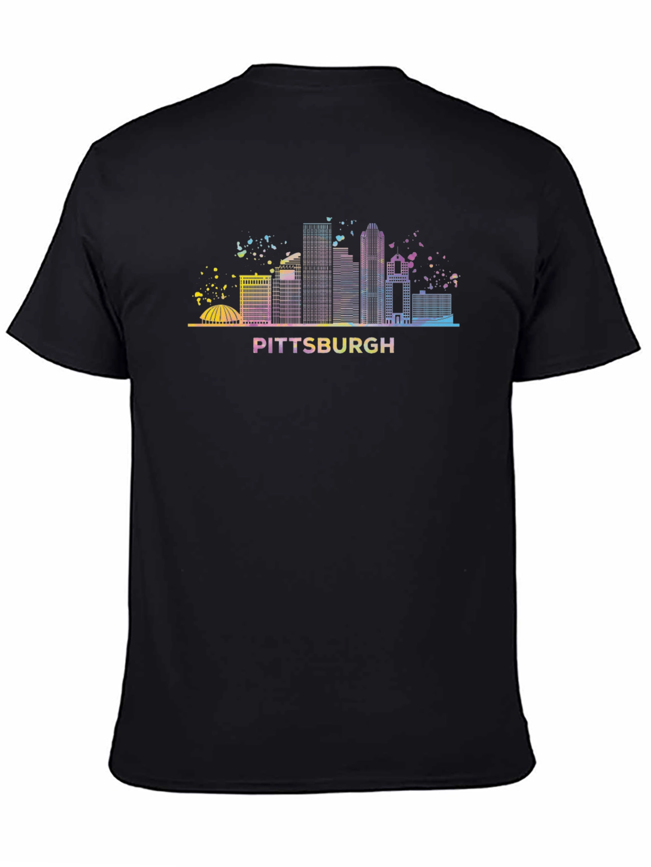 Black Pittsburgh Skyline Graphic Tee - Black Cotton T-Shirt view 4