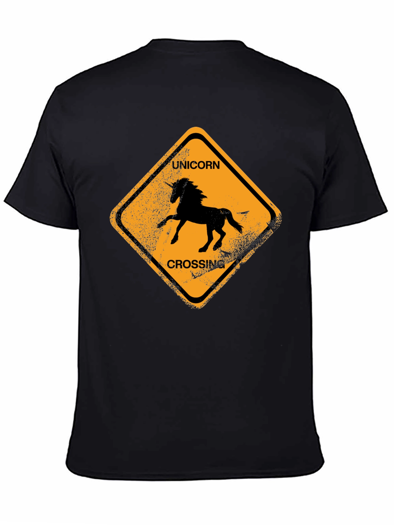 Black Unicorn Crossing Black Cotton T-Shirt view 4