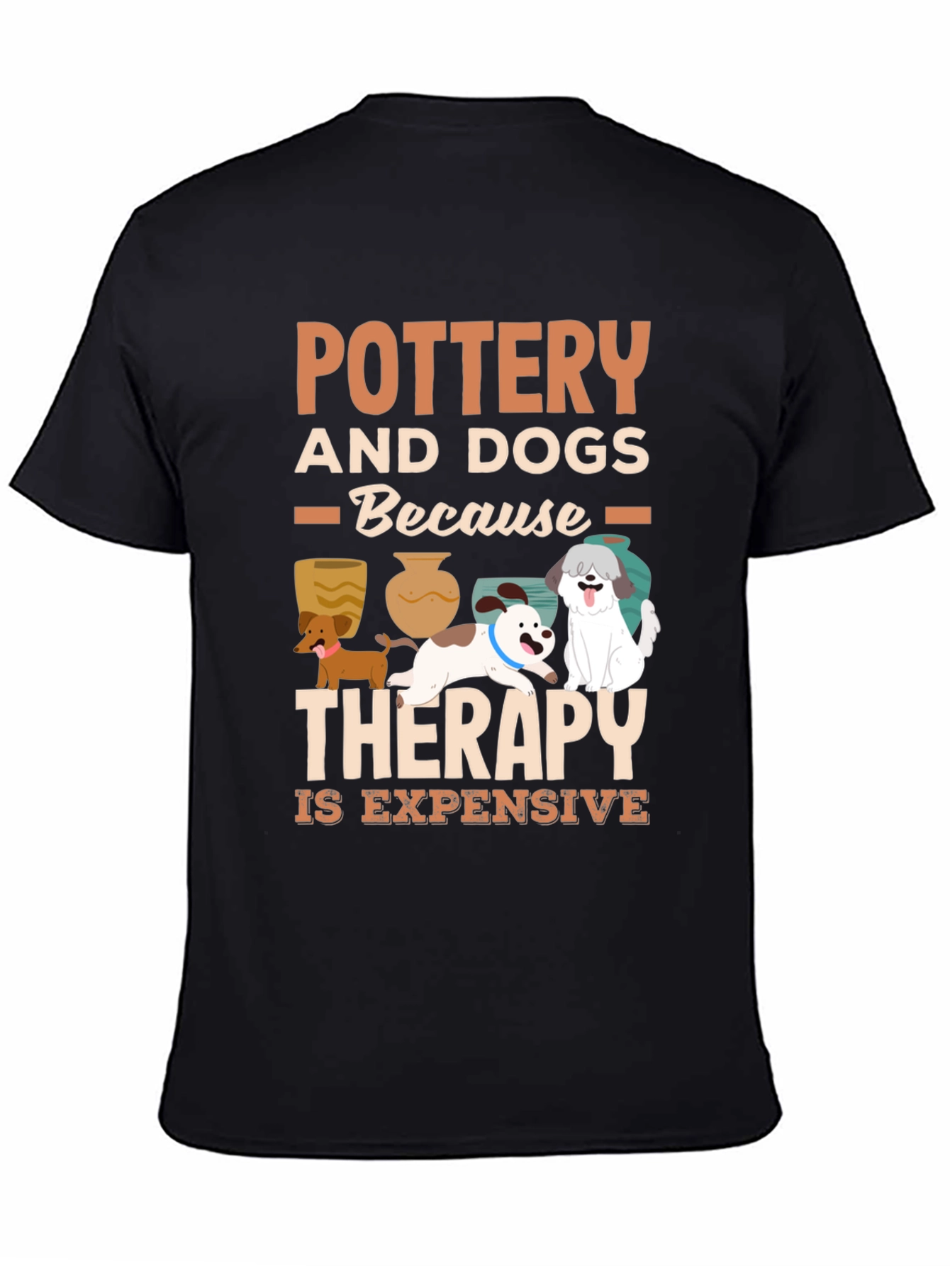 Black Pottery and Dogs Therapy T-Shirt view 4