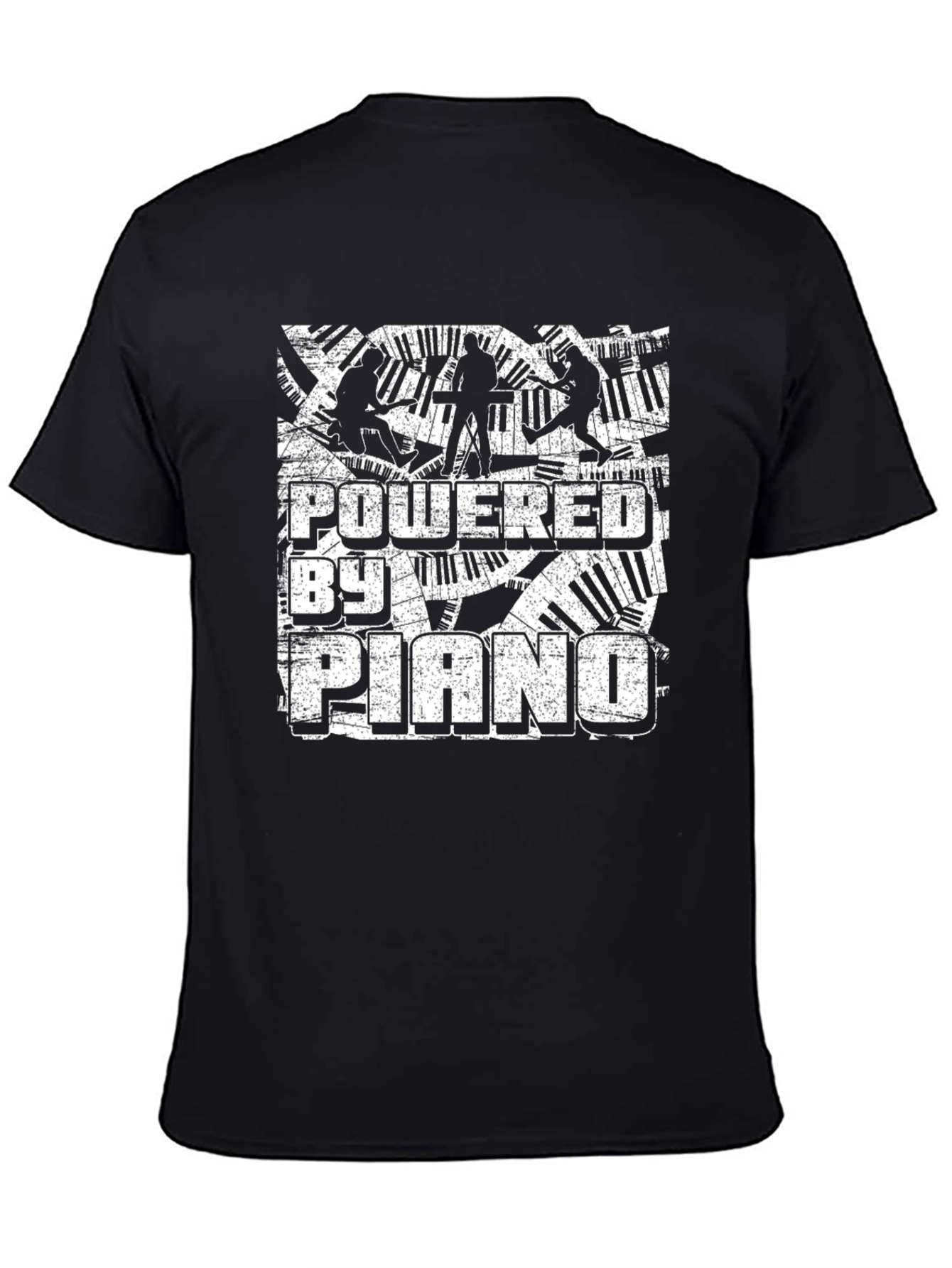 Black Powered by Piano Graphic Tee view 4