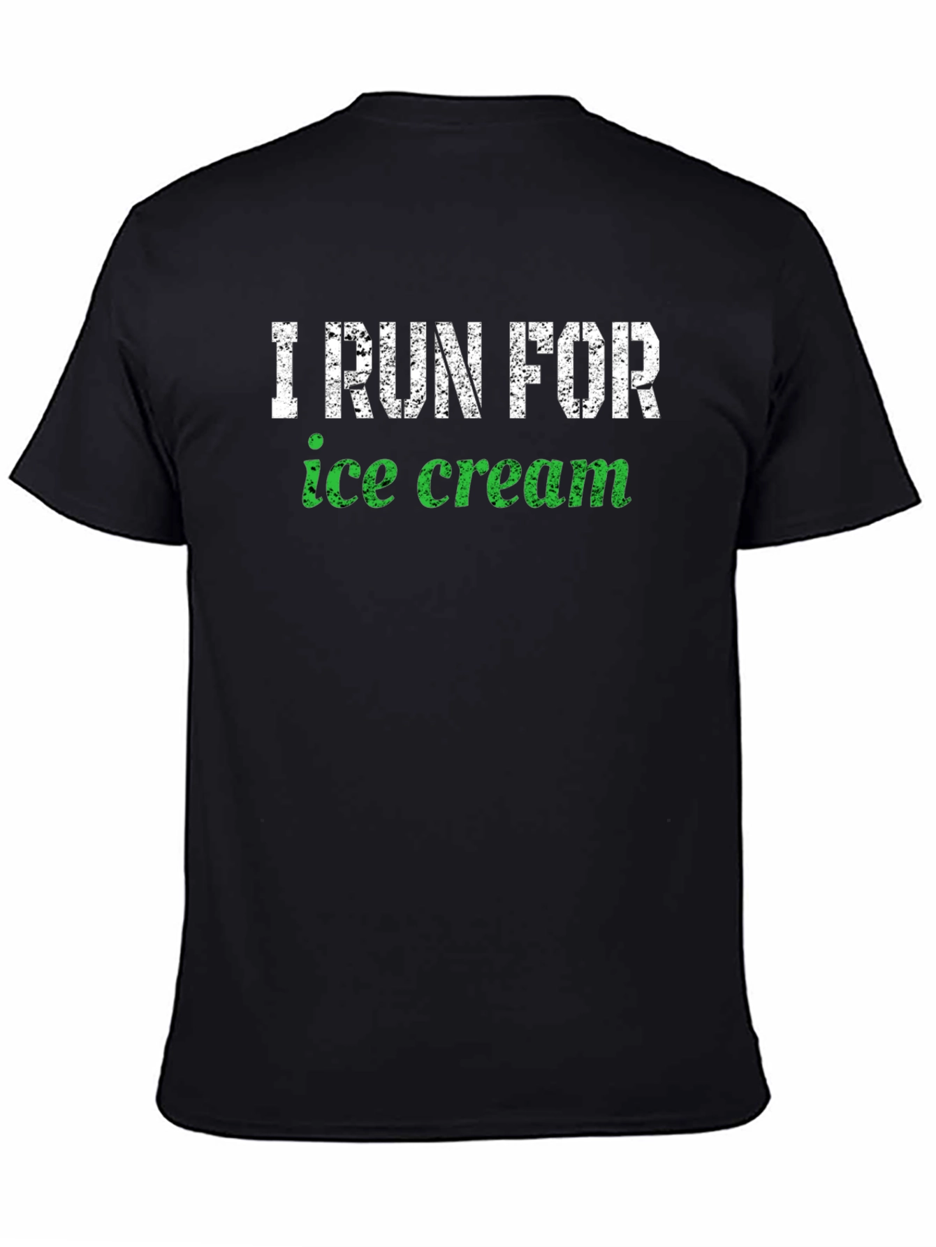 Black I Run For Ice Cream Black Cotton T-Shirt view 4