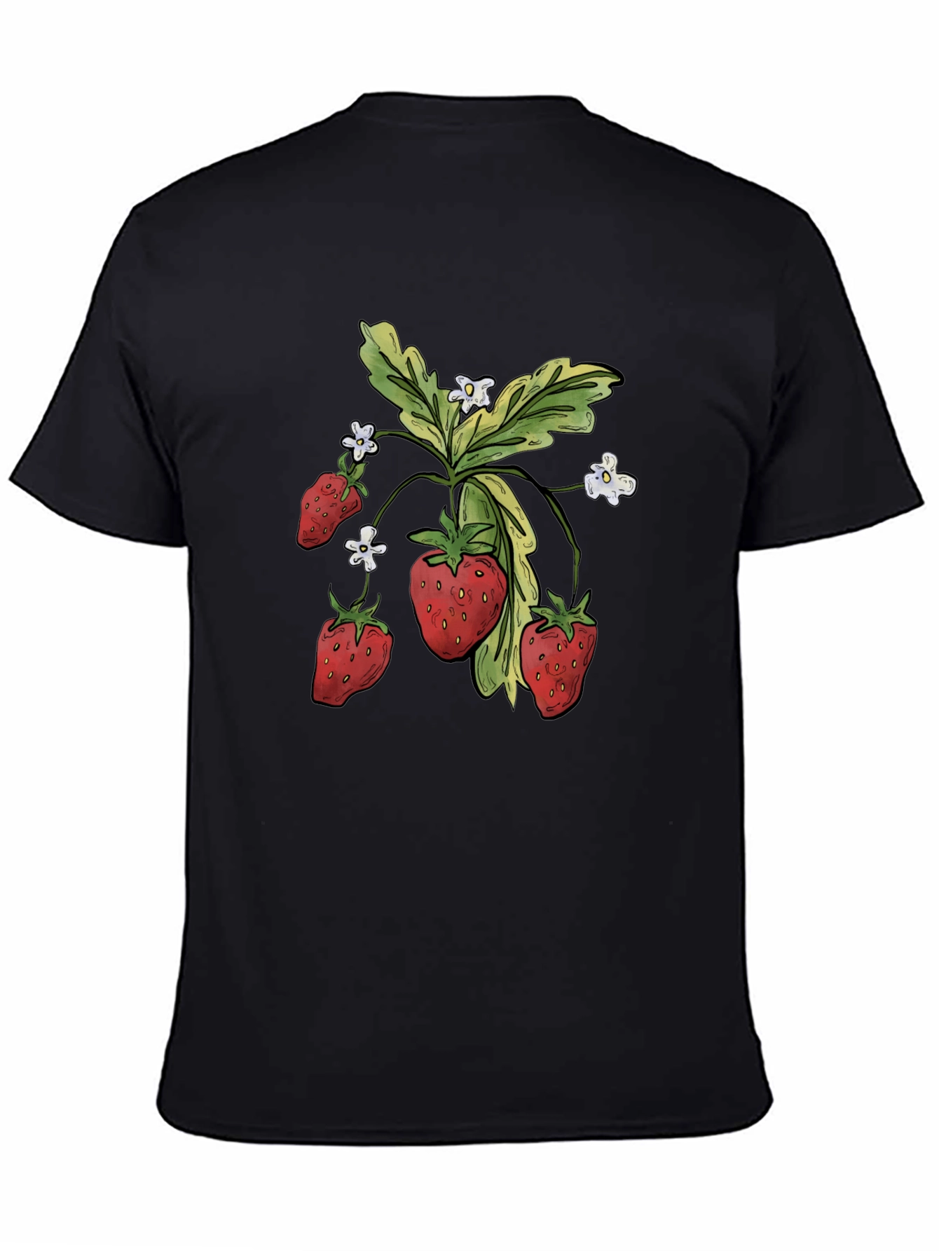 Black Strawberry Graphic Tee - Black Casual T-Shirt view 4