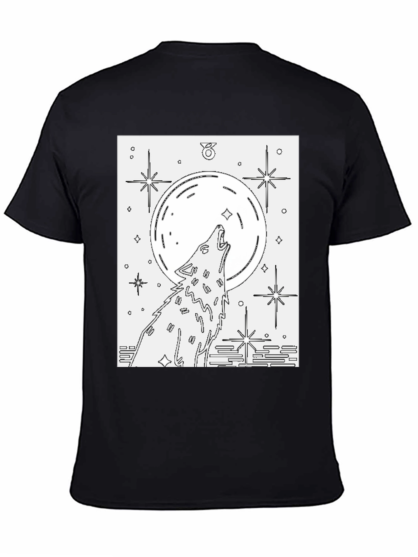 Black Wolf Moon Graphic Tee - Unisex Black Cotton T-Shirt view 4