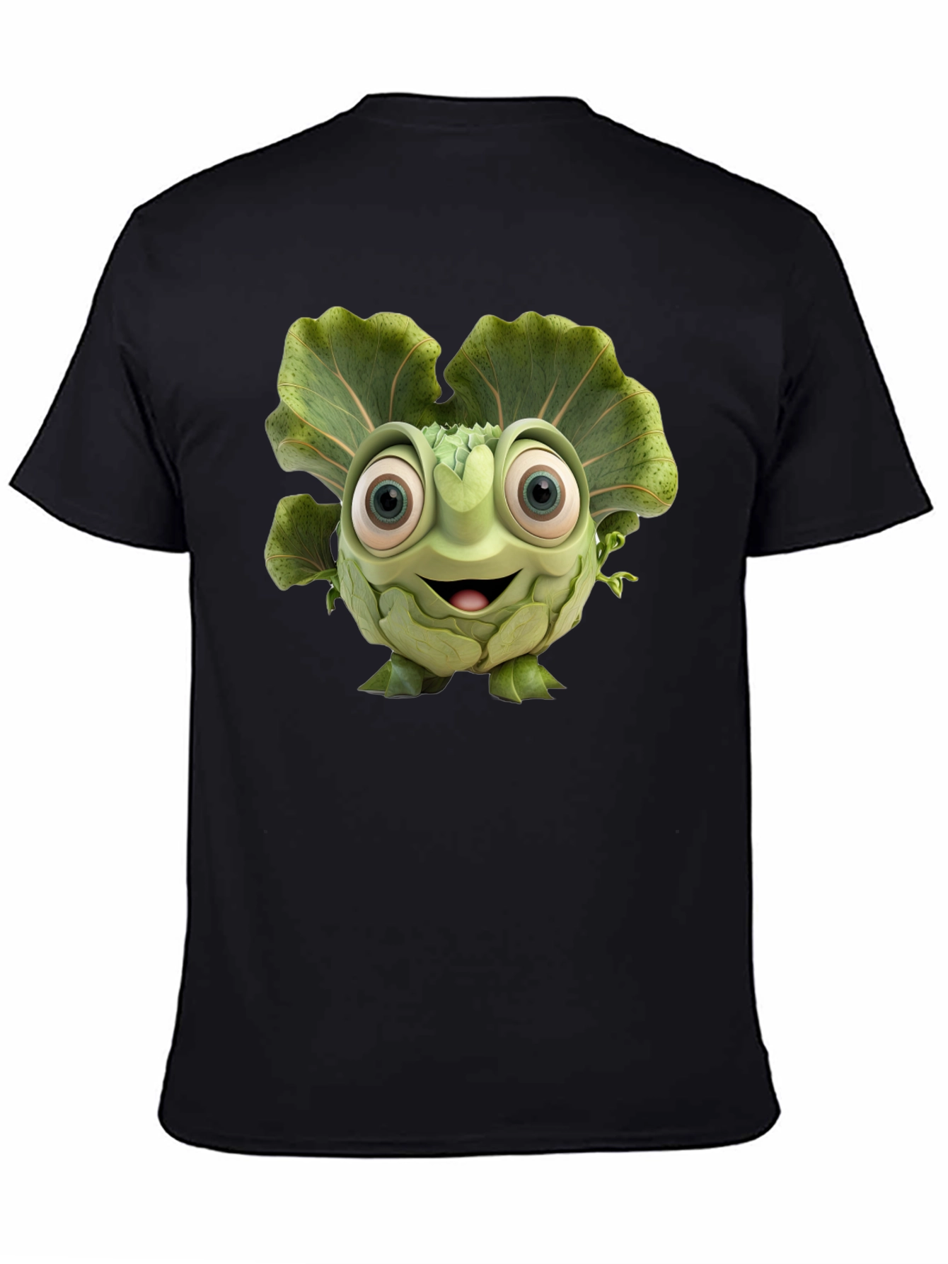 Black Artichoke Cartoon Graphic Black T-Shirt view 4