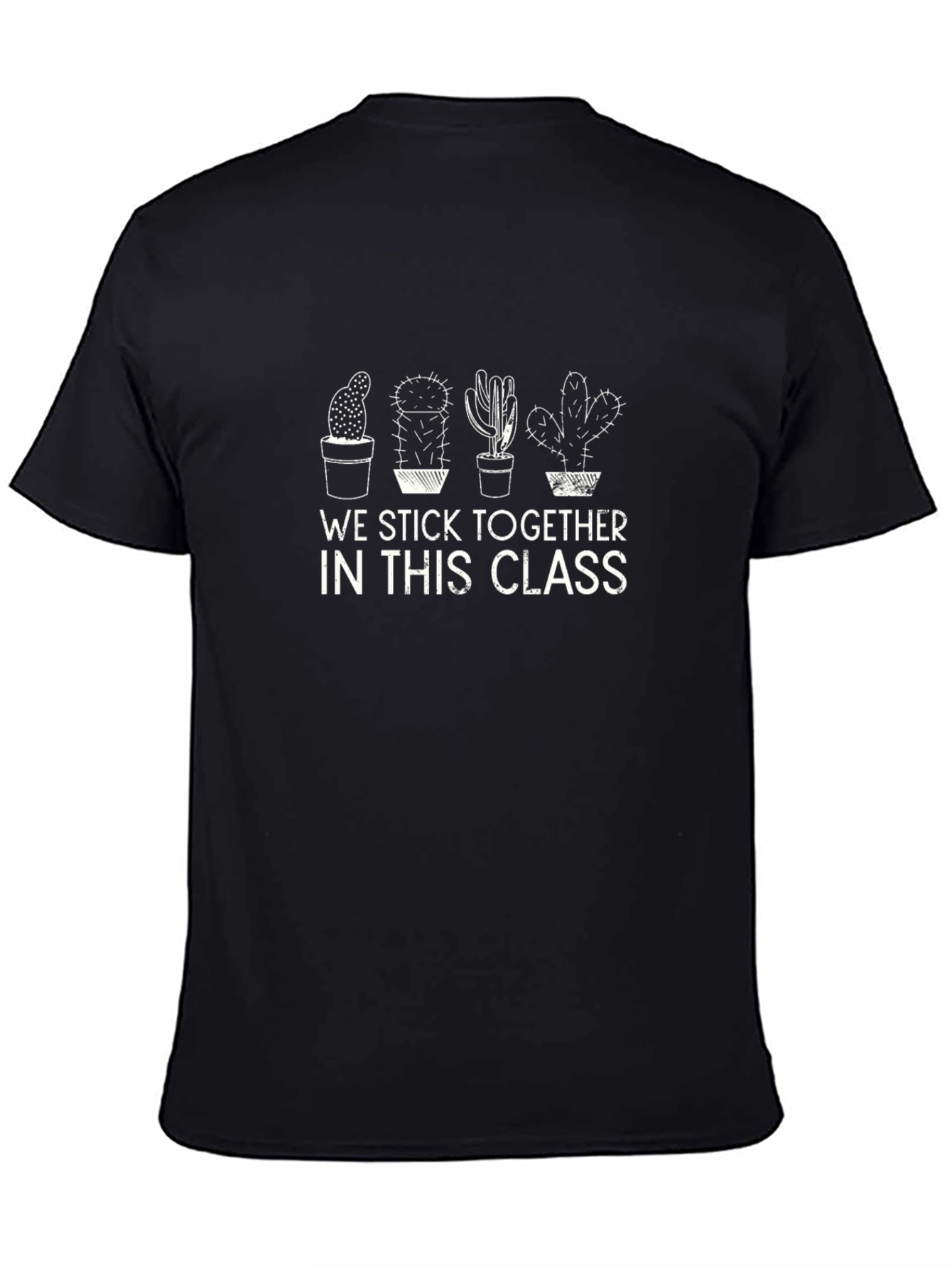 Black Cactus Graphic T-Shirt - "We Stick Together" Black Tee view 4