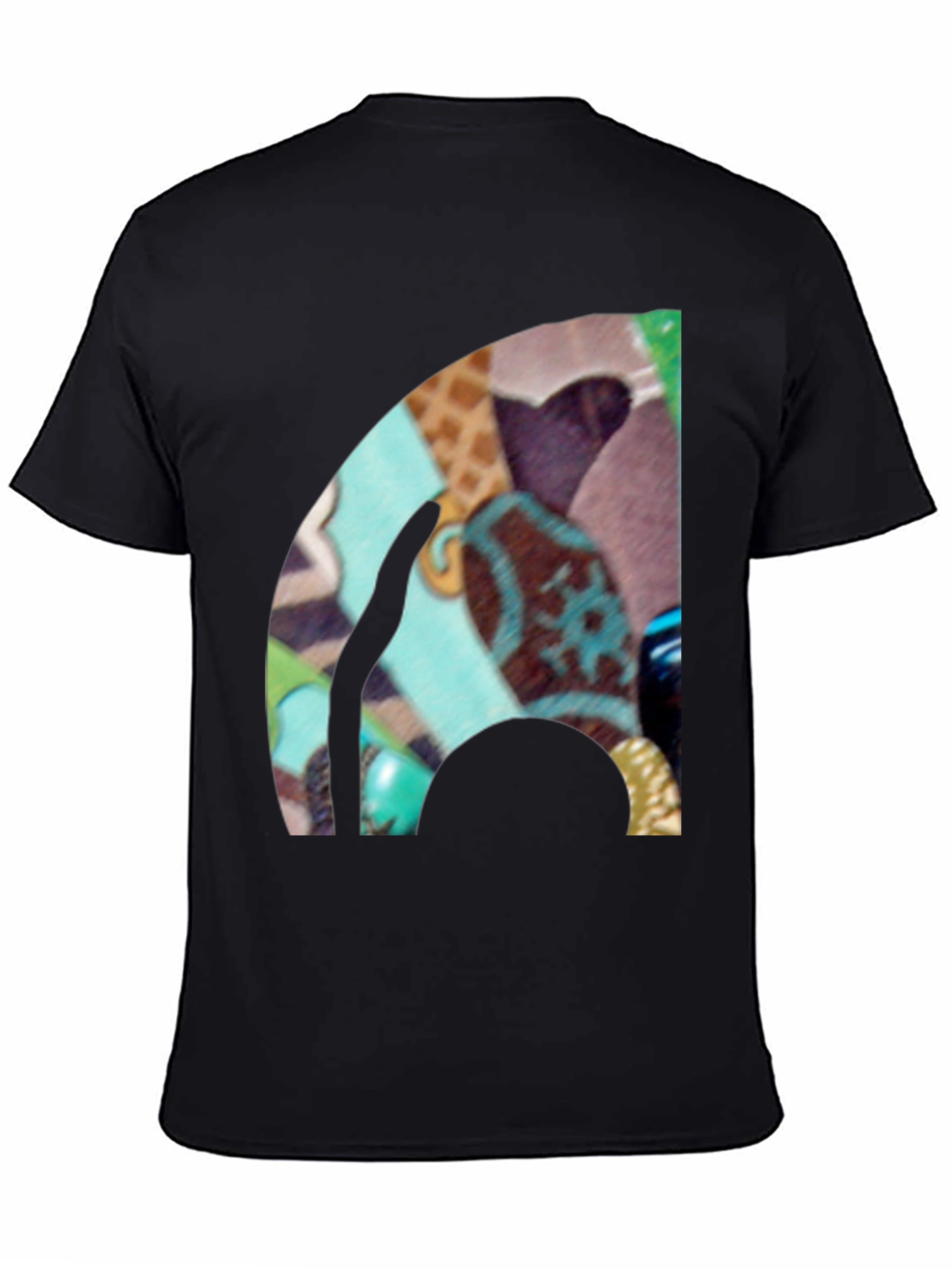 Black Abstract Art Graphic Black T-Shirt view 4