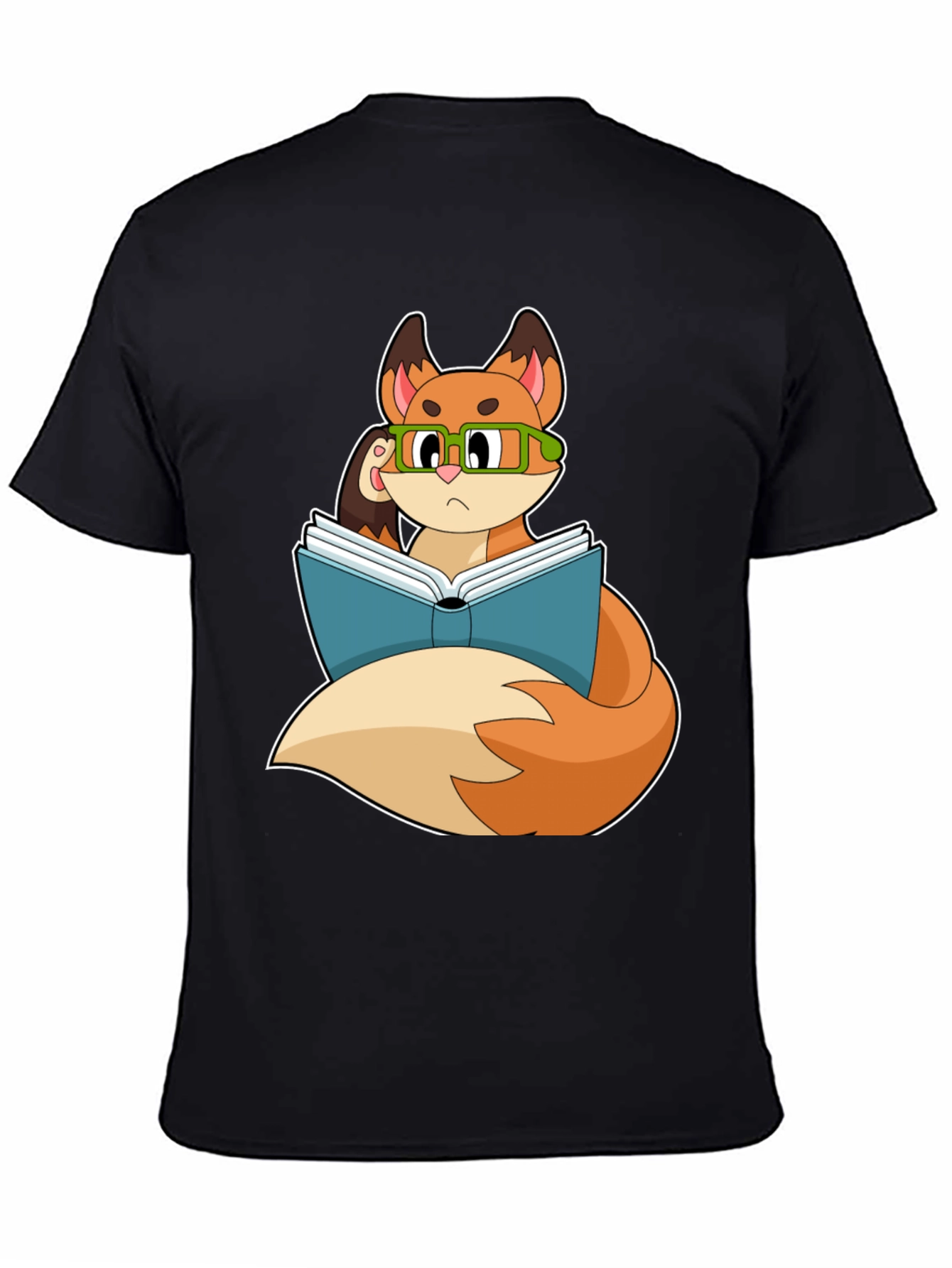 Black Bookish Fox T-Shirt - Smart & Stylish view 4