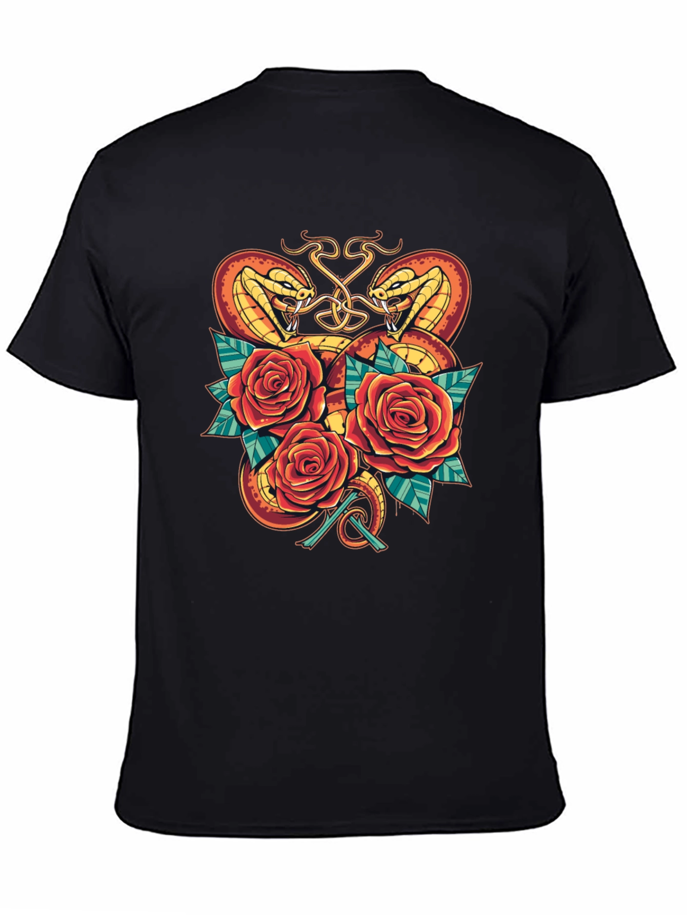 Black Snake & Roses Graphic T-Shirt - Bold Design view 4