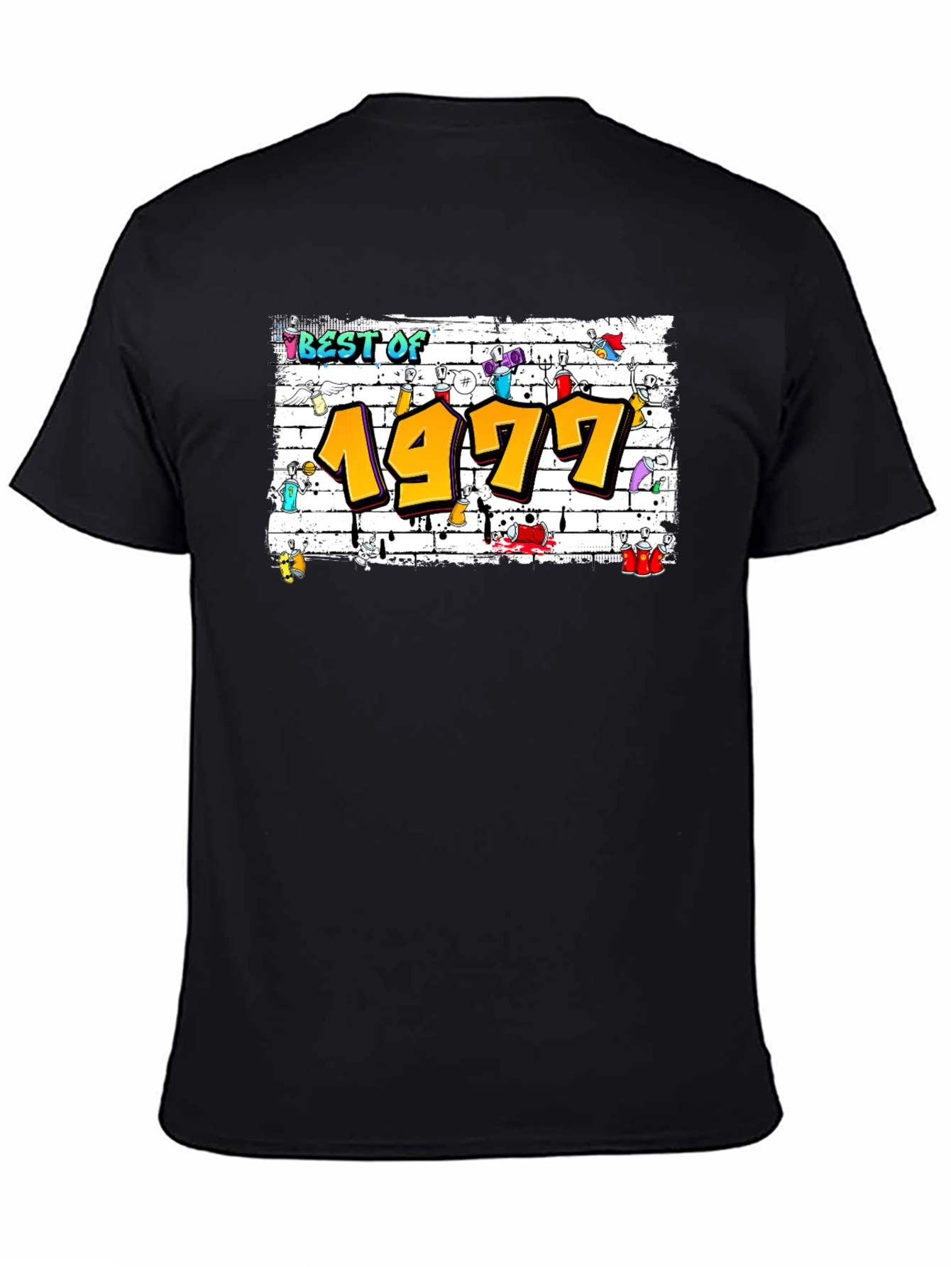 Black Best of 1977 Graffiti T-Shirt view 4