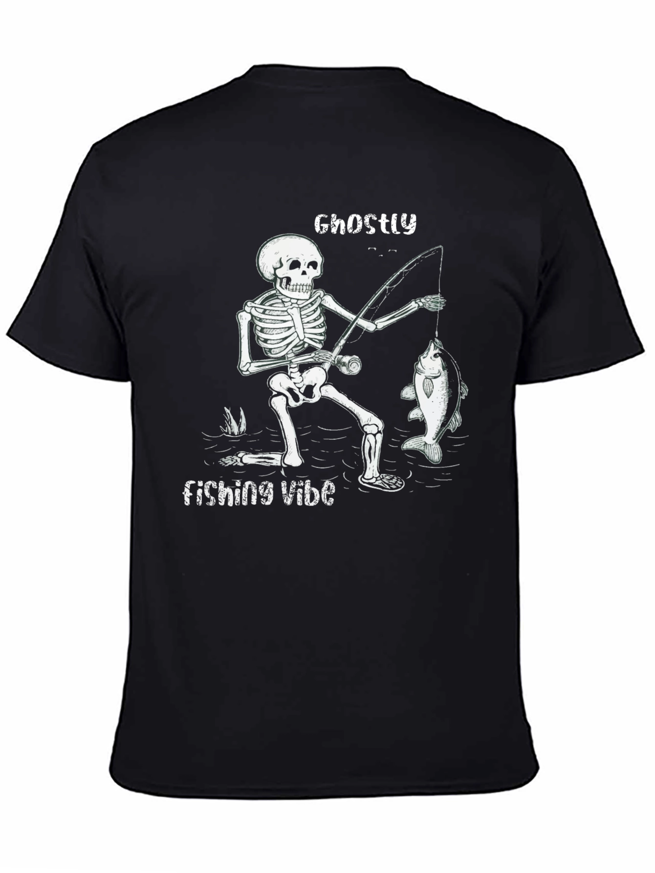 Black Ghostly Fishing Vibe Black T-Shirt view 4