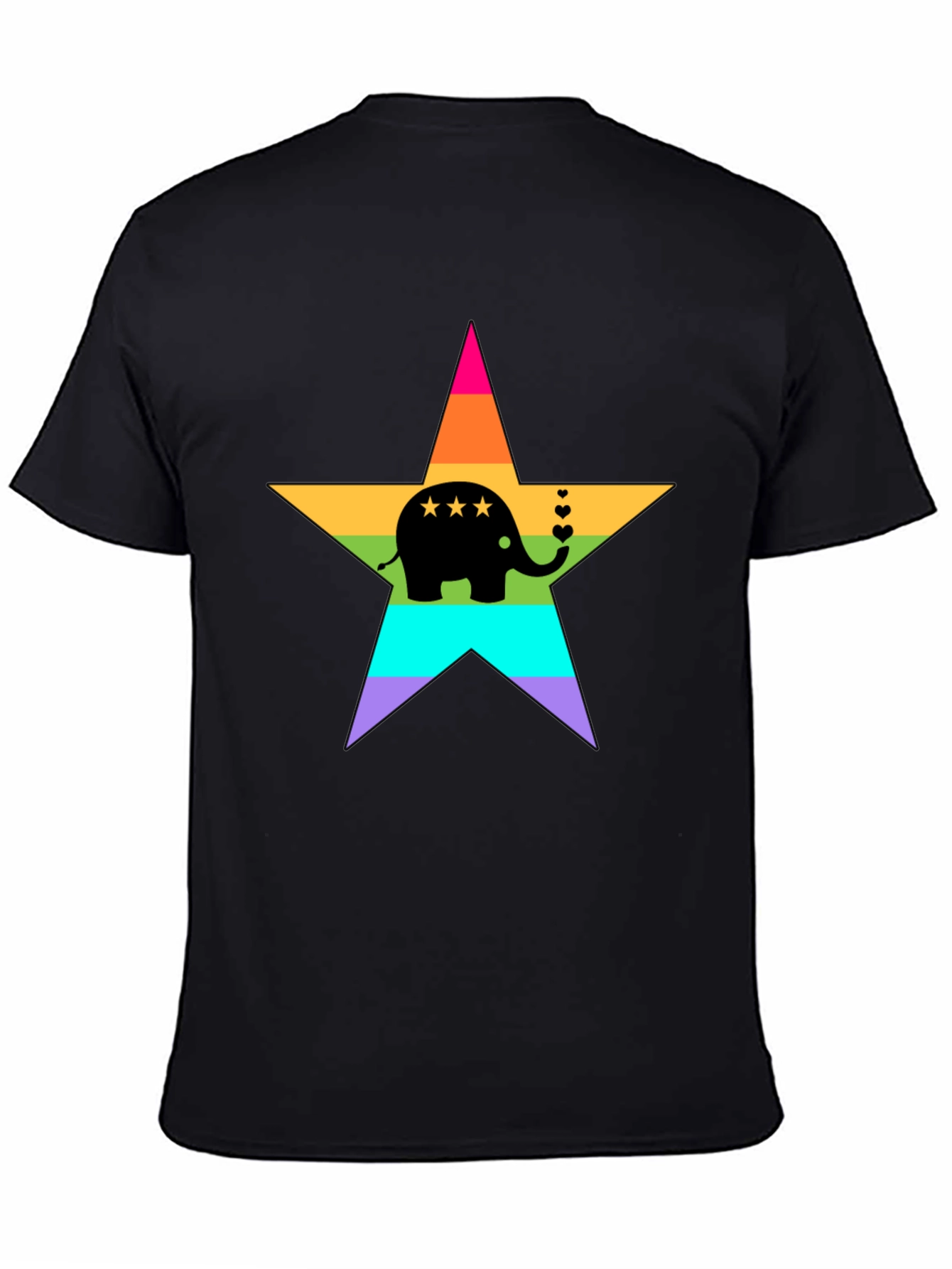 Black Rainbow Elephant Star T-Shirt view 4