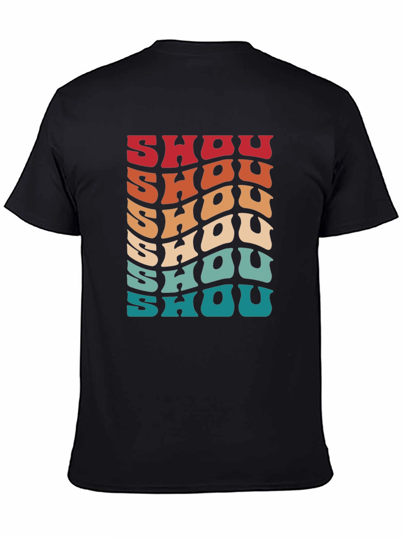 Black Retro 'SHOU' Wave Graphic T-Shirt view 4