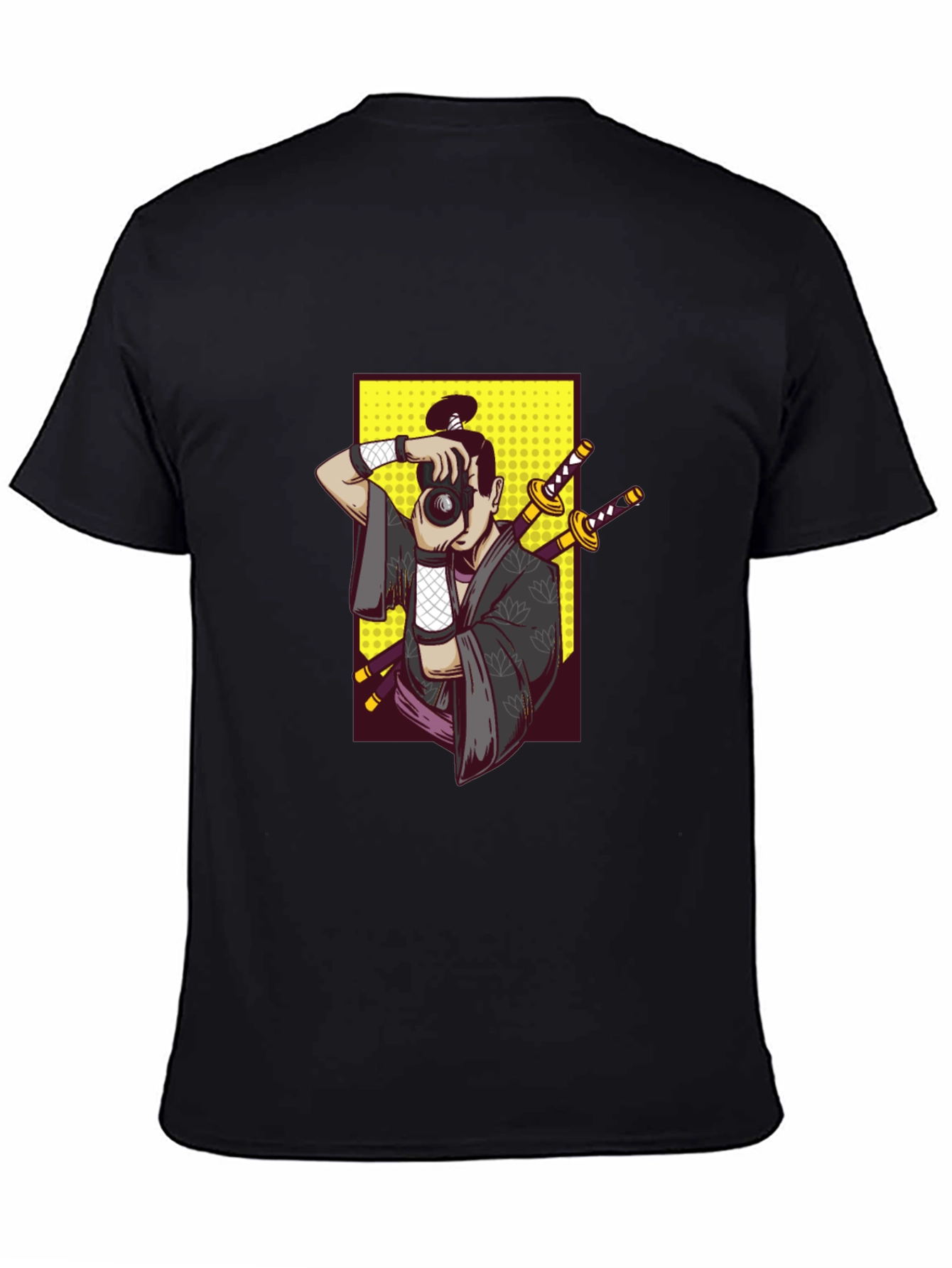 Black Samurai Photographer Graphic Tee - Unique Design view 4