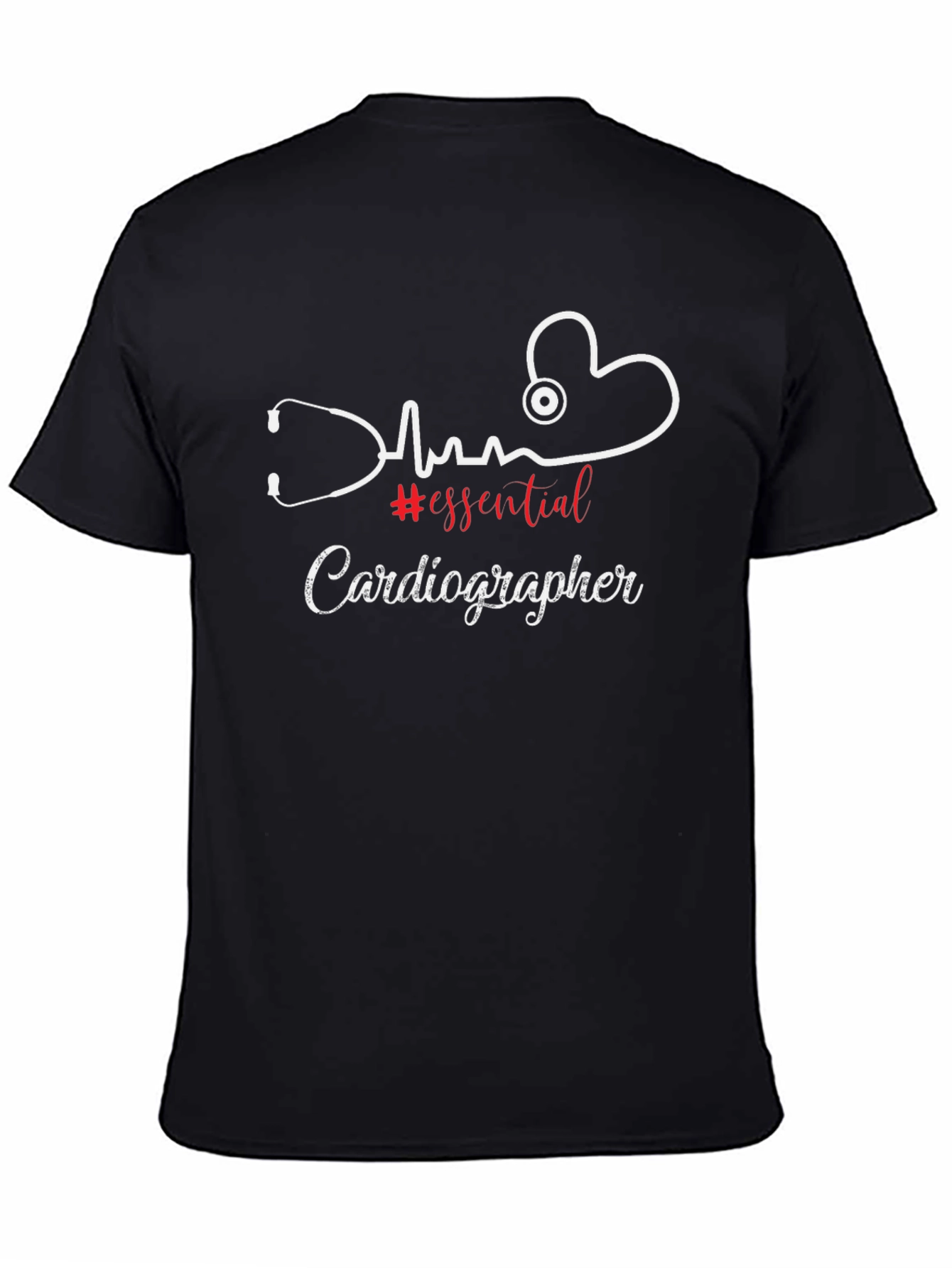 Black Essential Cardiographer T-Shirt - Medical Professional Tee view 4