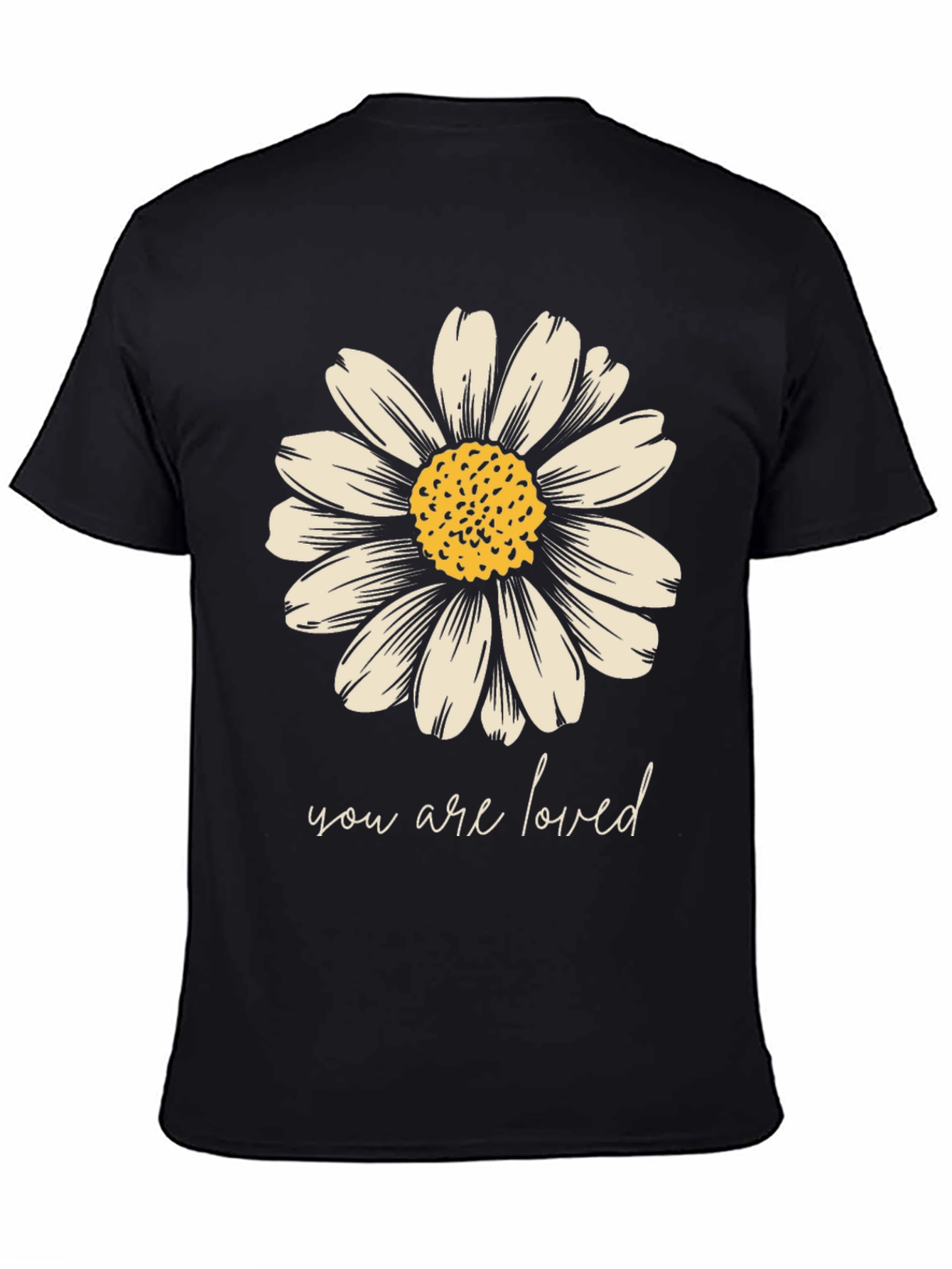 Black Daisy Graphic Tee - You Are Loved Black T-Shirt view 4