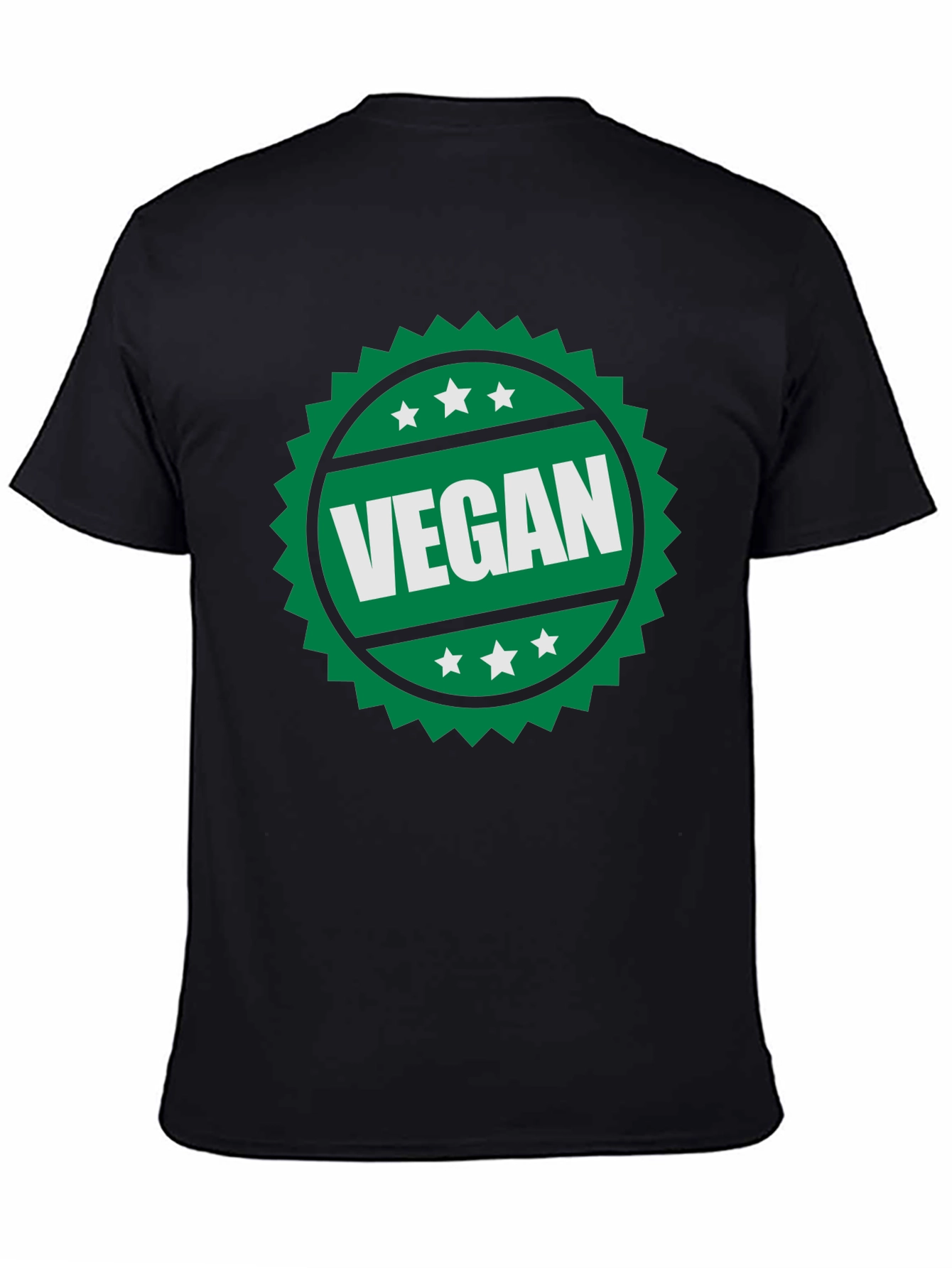 Black Vegan T-Shirt - Green Badge Design view 4