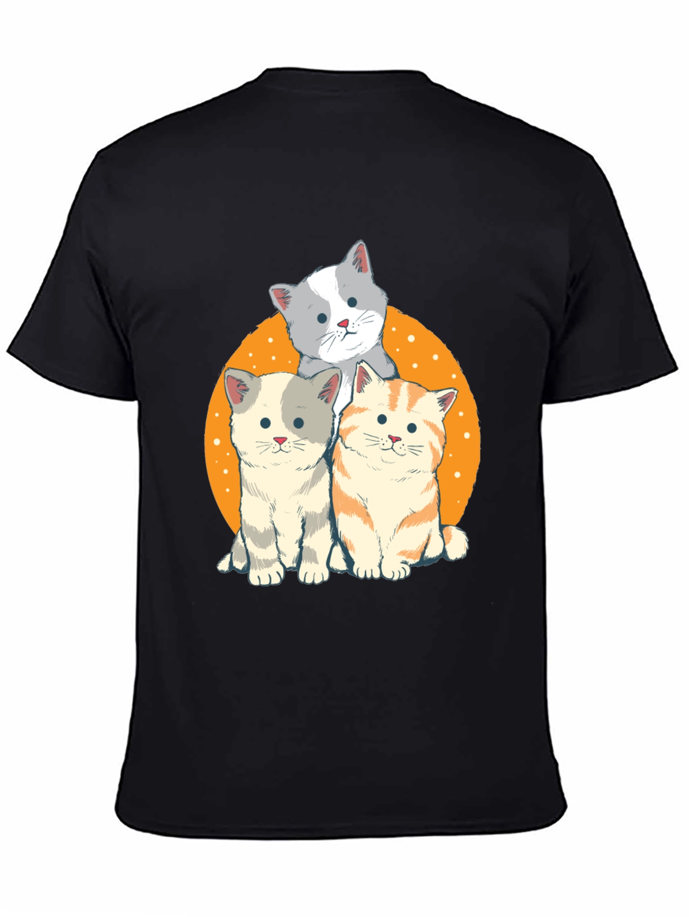 Black Cute Cats Graphic T-Shirt view 4
