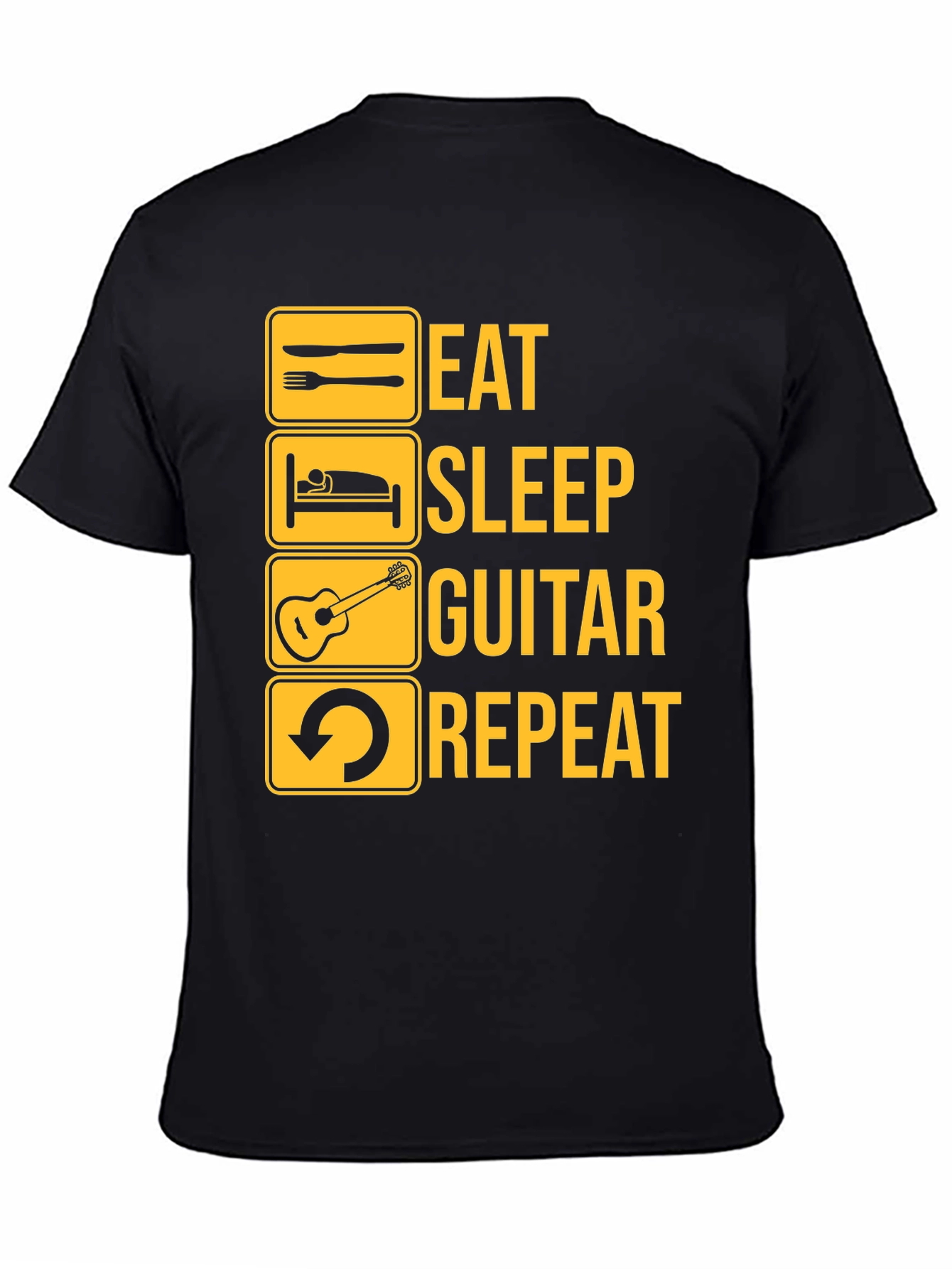 Black Eat Sleep Guitar Repeat Graphic Tee - Musician T-Shirt view 4