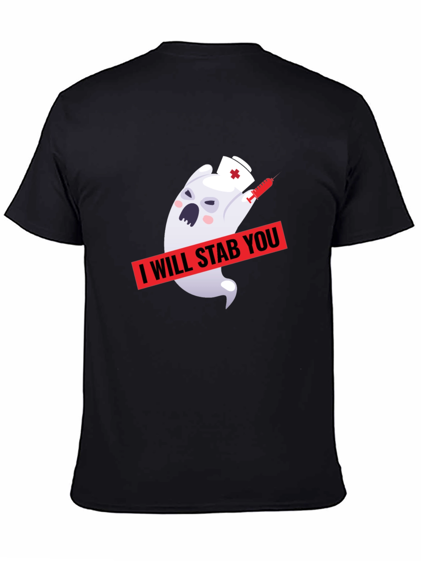 Black Funny Ghost Nurse I Will Stab You Graphic T-Shirt view 4