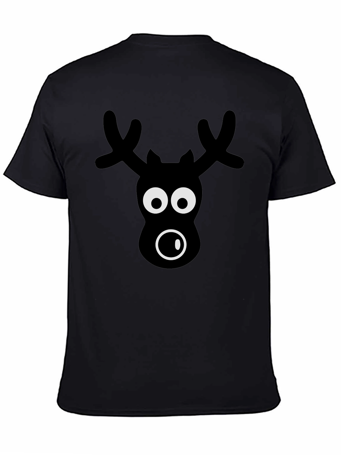 Black Funny Reindeer Graphic Tee - Black Novelty Christmas Shirt view 4